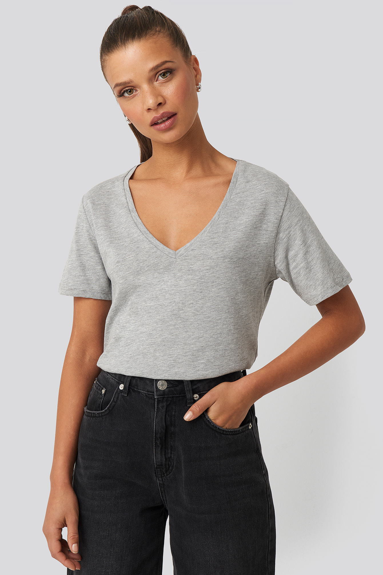 V-neck Tee Grey Melange