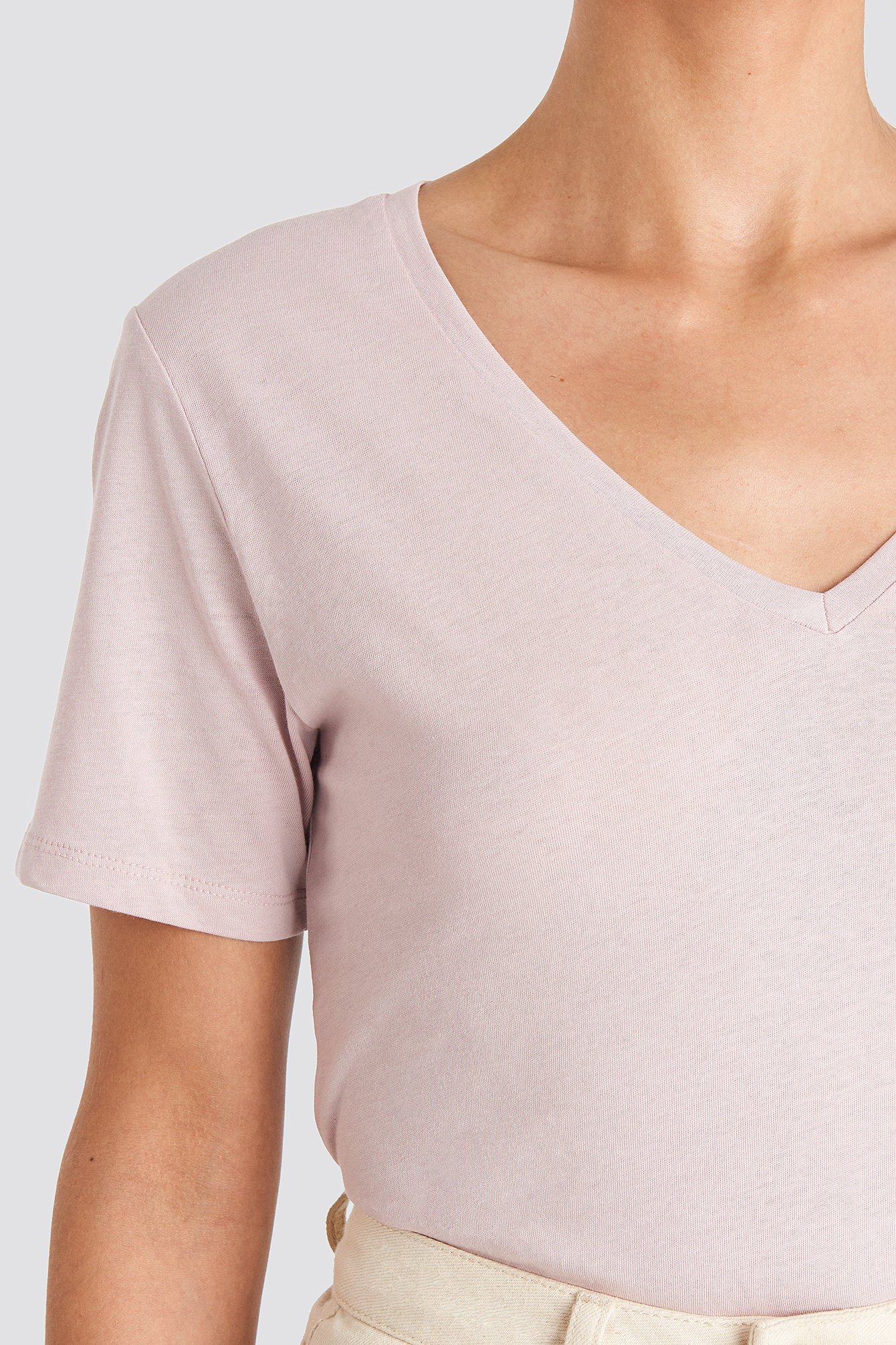 V-neck Tee Dusty Light Pink