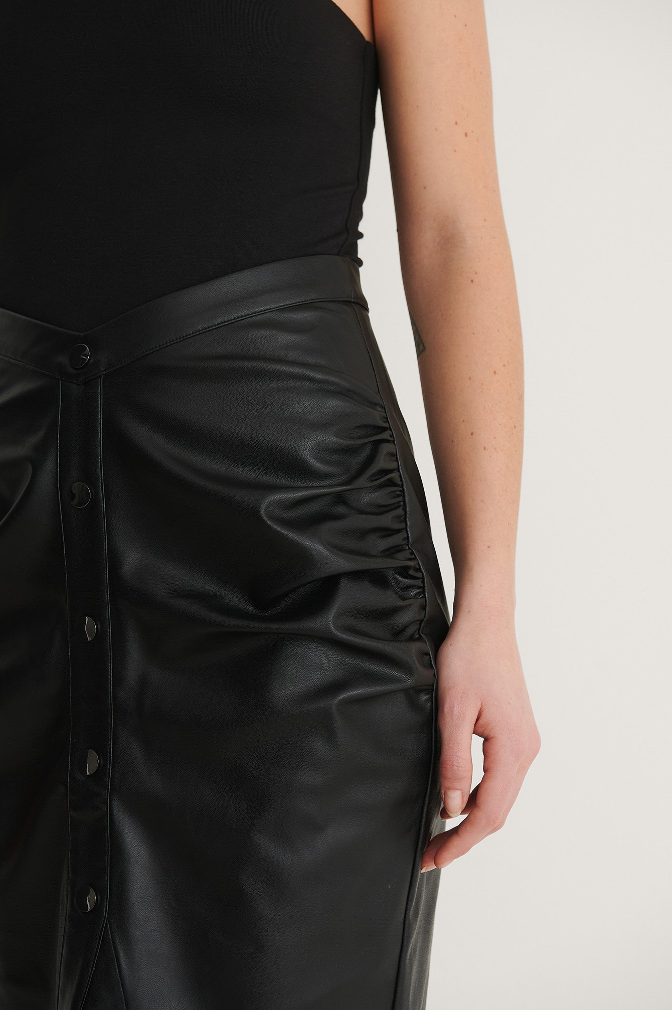 Black V-Shape PU Skirt