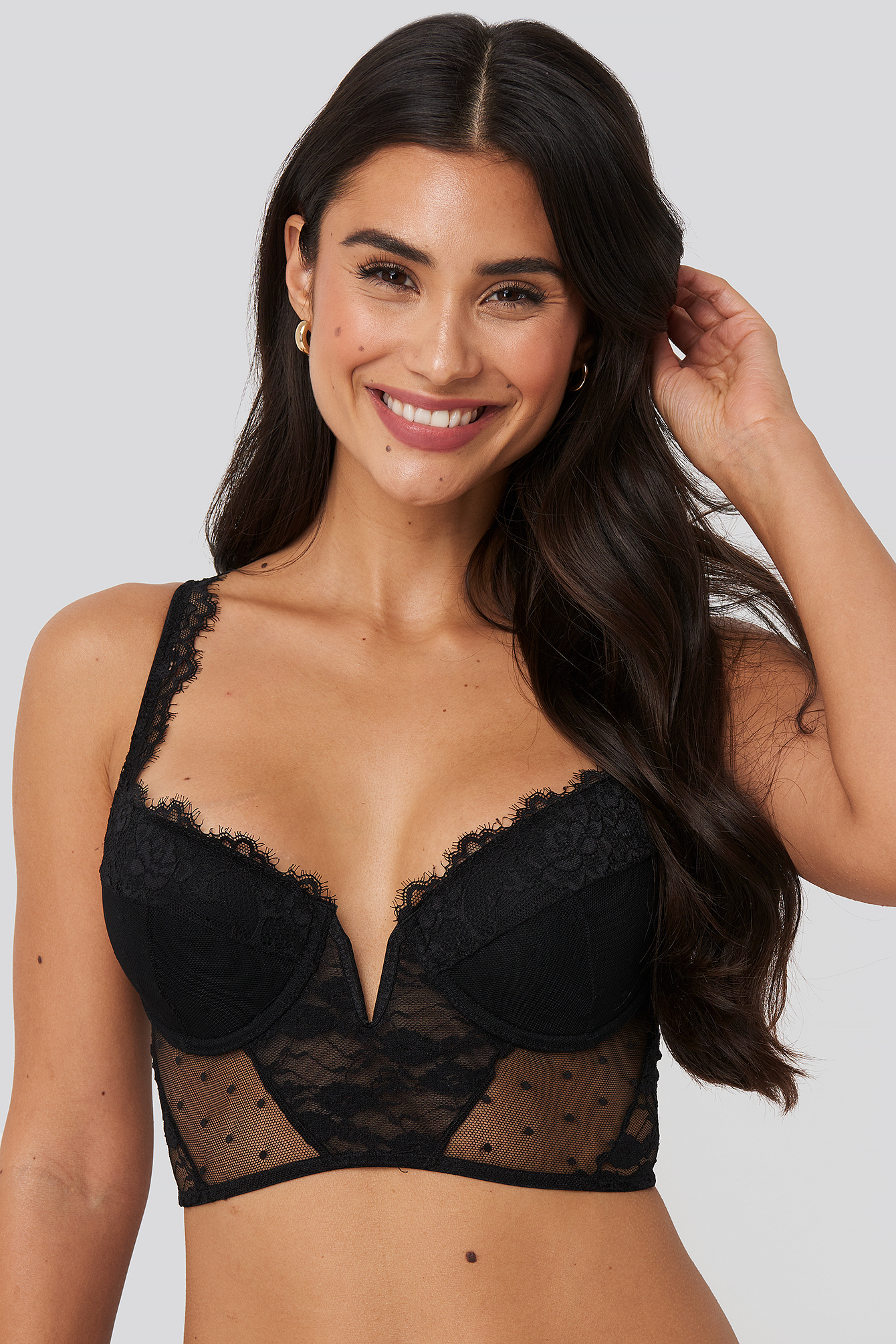 V-Shape Lace Bustier Black