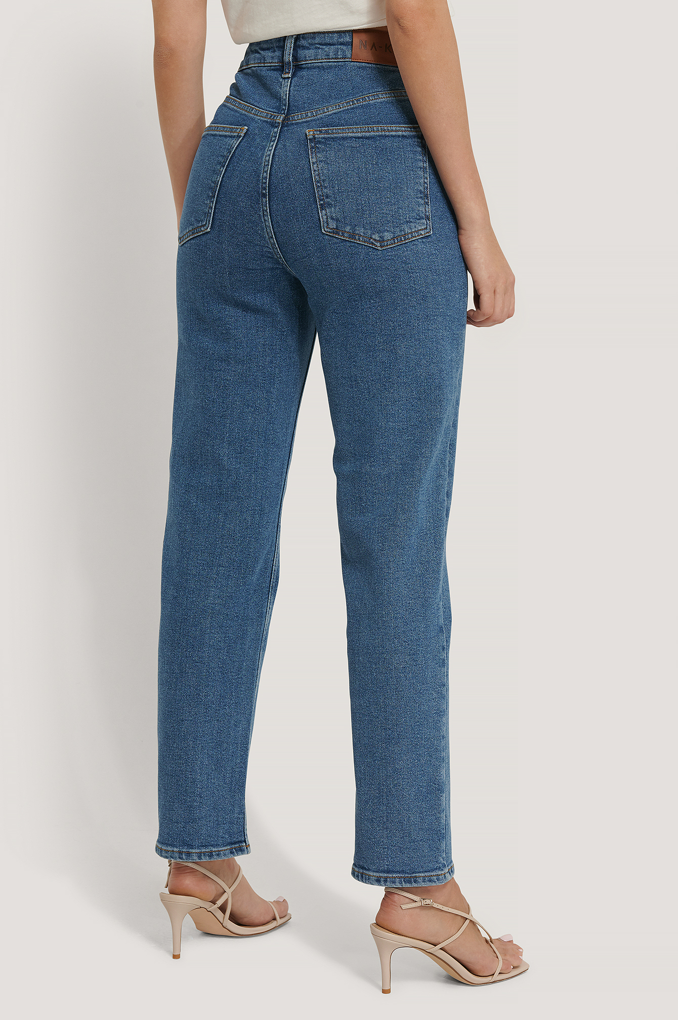Vshaped Waist Straight Denim Blue
