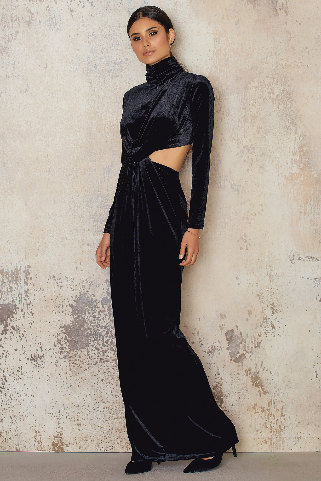 Discover more than 153 velvet high neck gown super hot