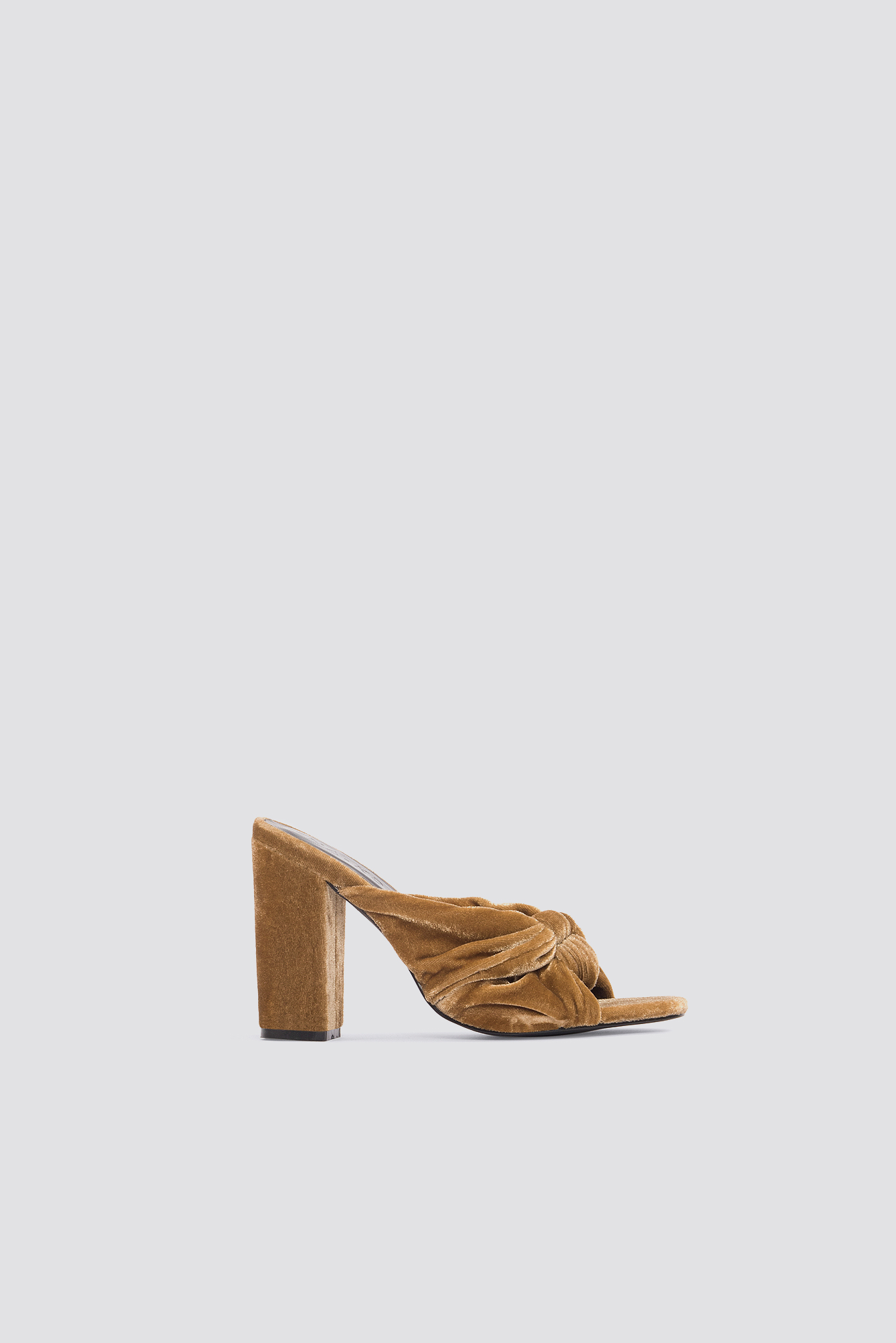 Velvet Knot Mule Heels Gold