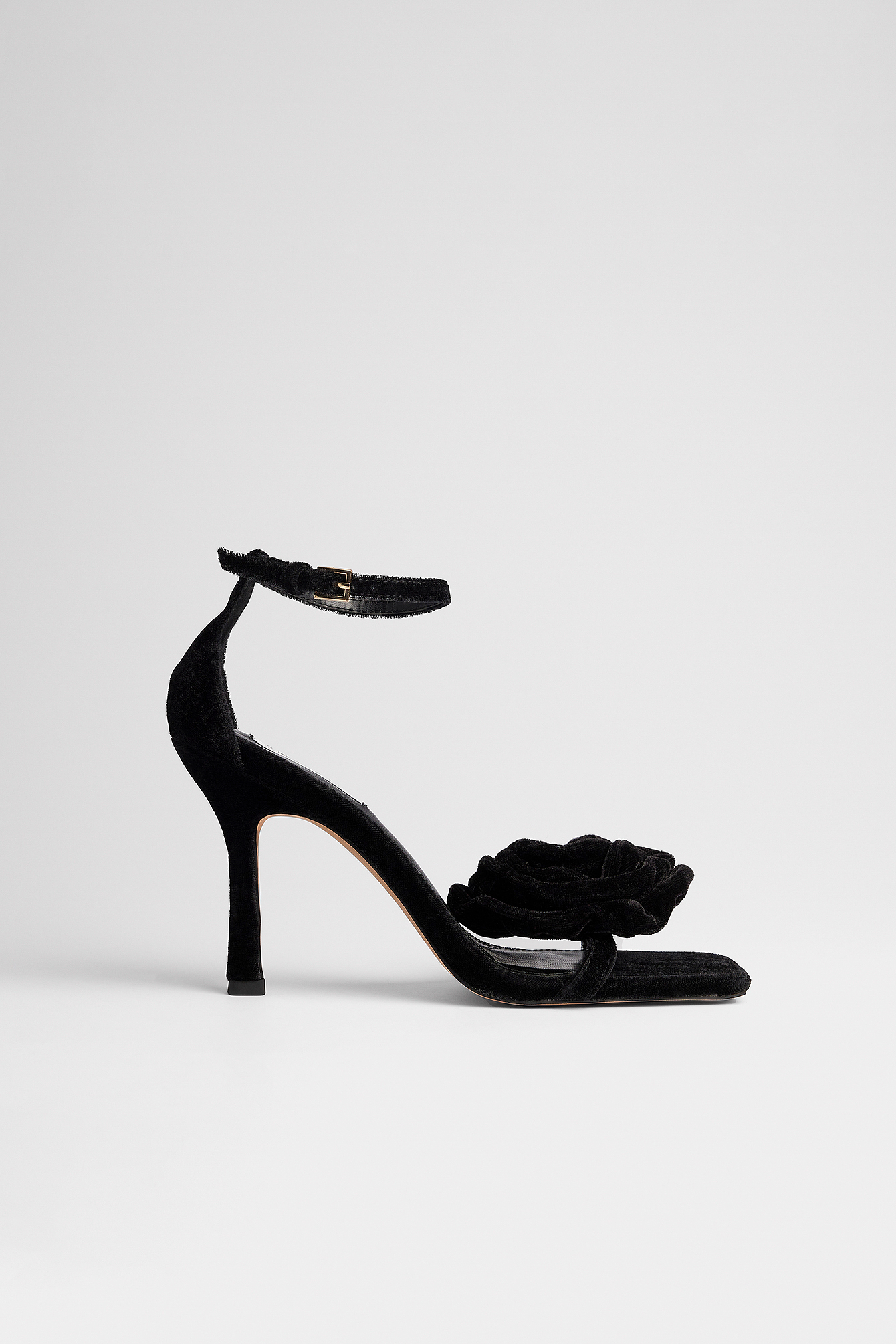 NA-KD Shoes Velvet Rose Heels - Black