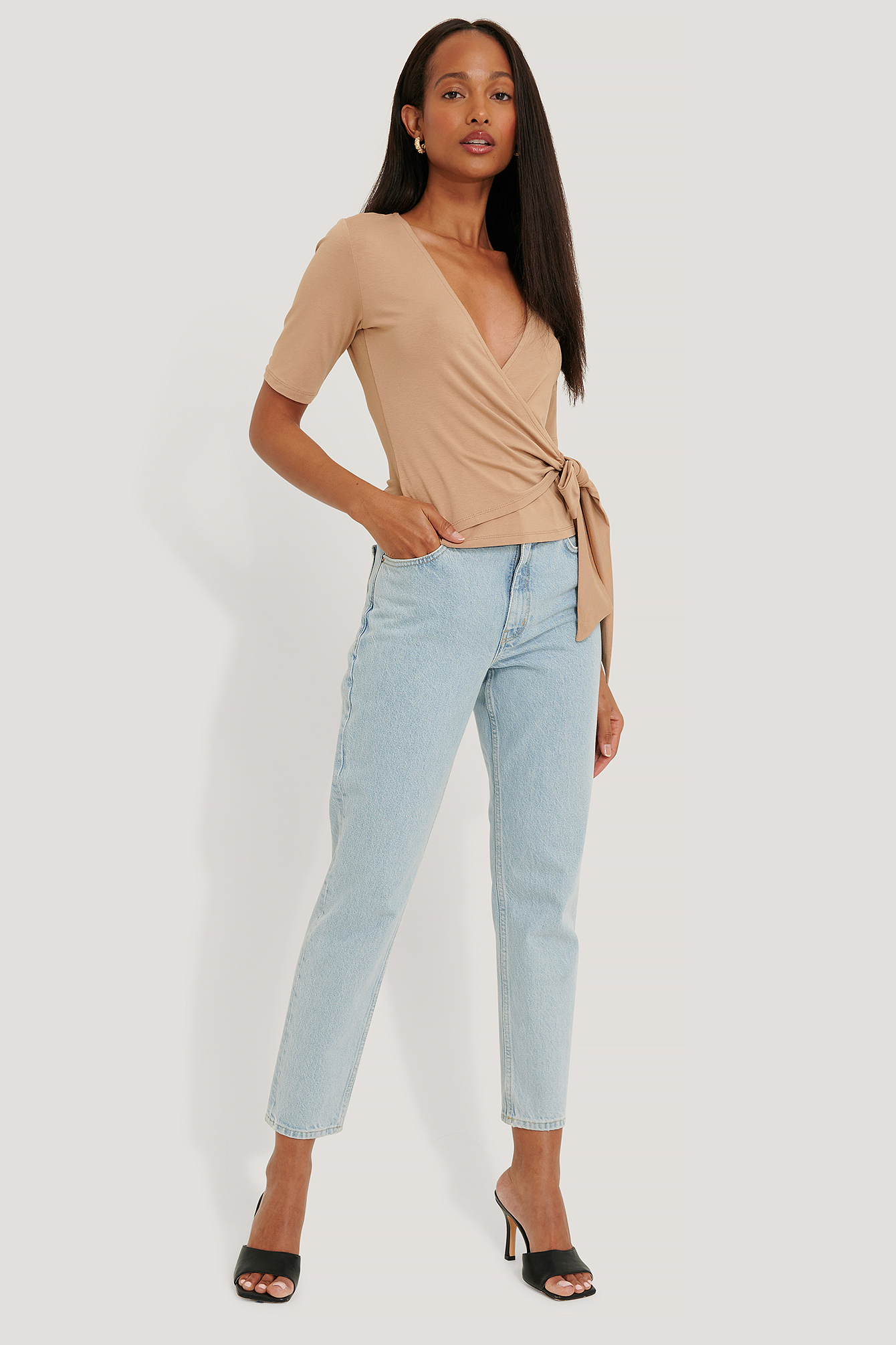 Viscose Wrap Tie Top Beige | na-kd.com