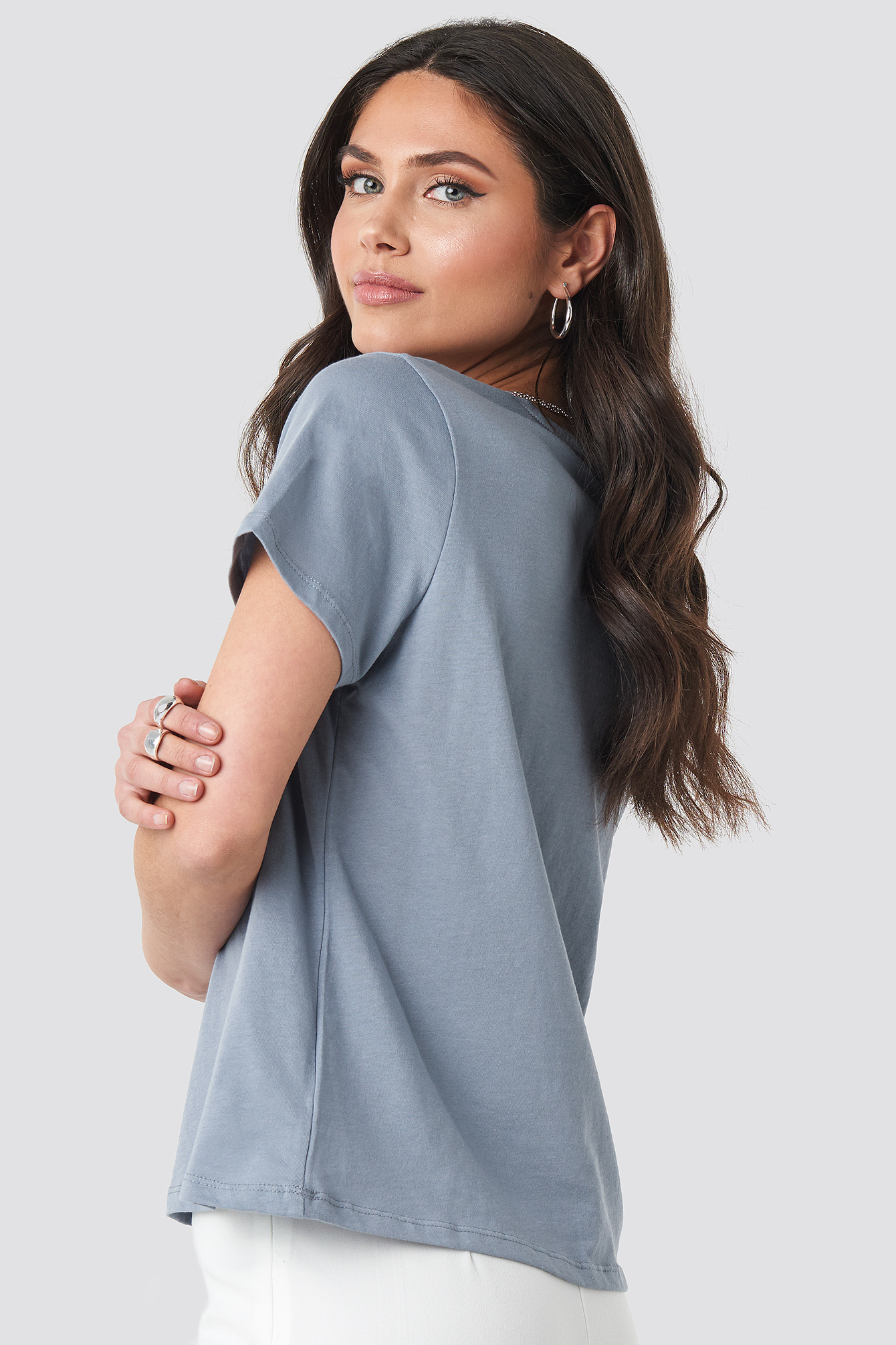 V-neck Tee Dusty Blue