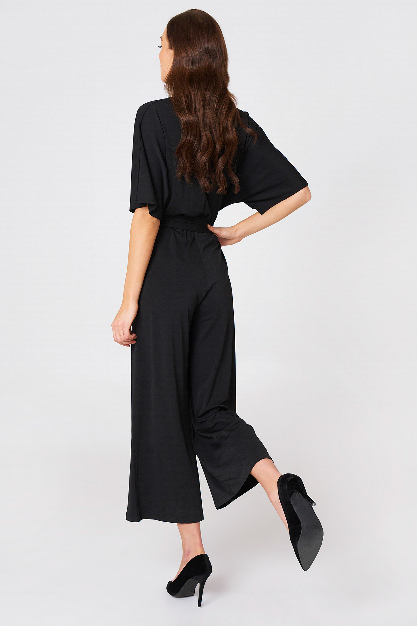 V Neck Fringe Belt Loops Plain Jumpsuits V Neck Fringe Belt Loops Plain Jumpsuits