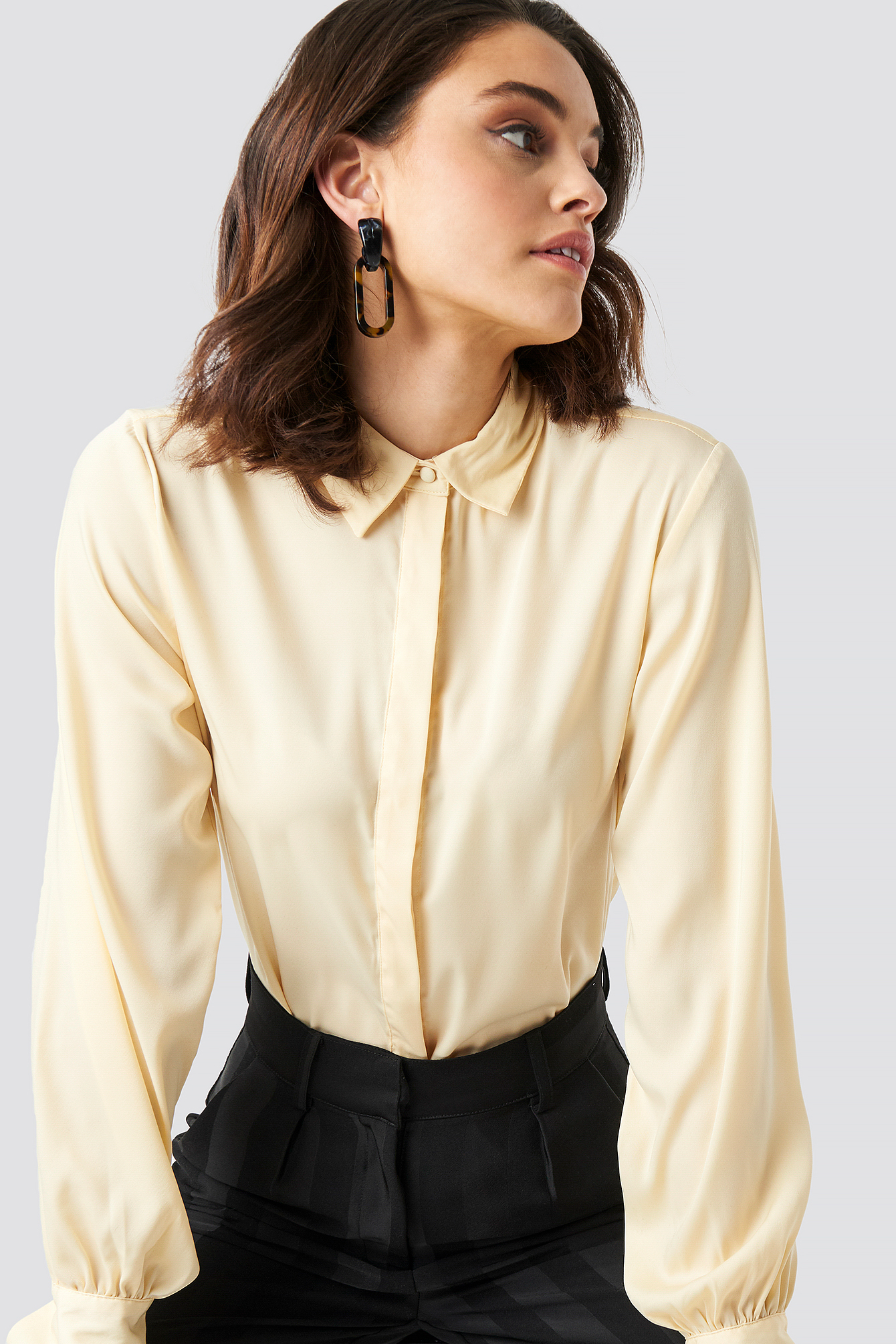 Volume Sleeve Blouse Light Yellow