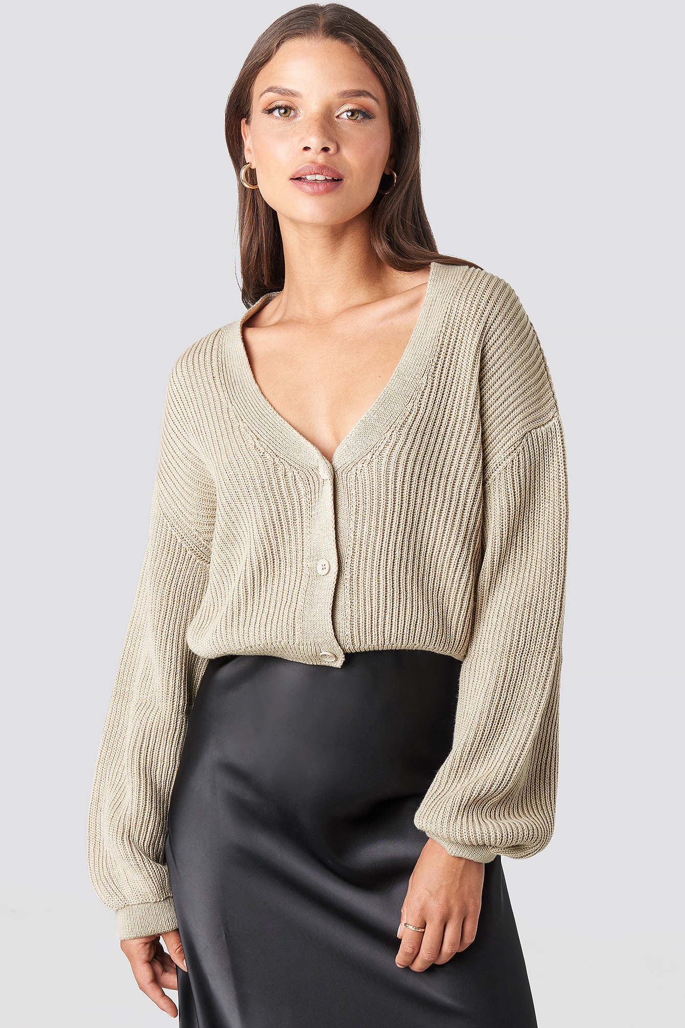 Volume Sleeve Cardigan Light Beige