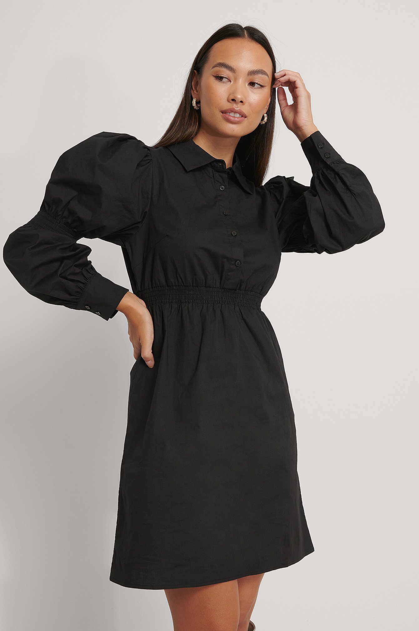 Black NA-KD Waist Detail Shirt Dress