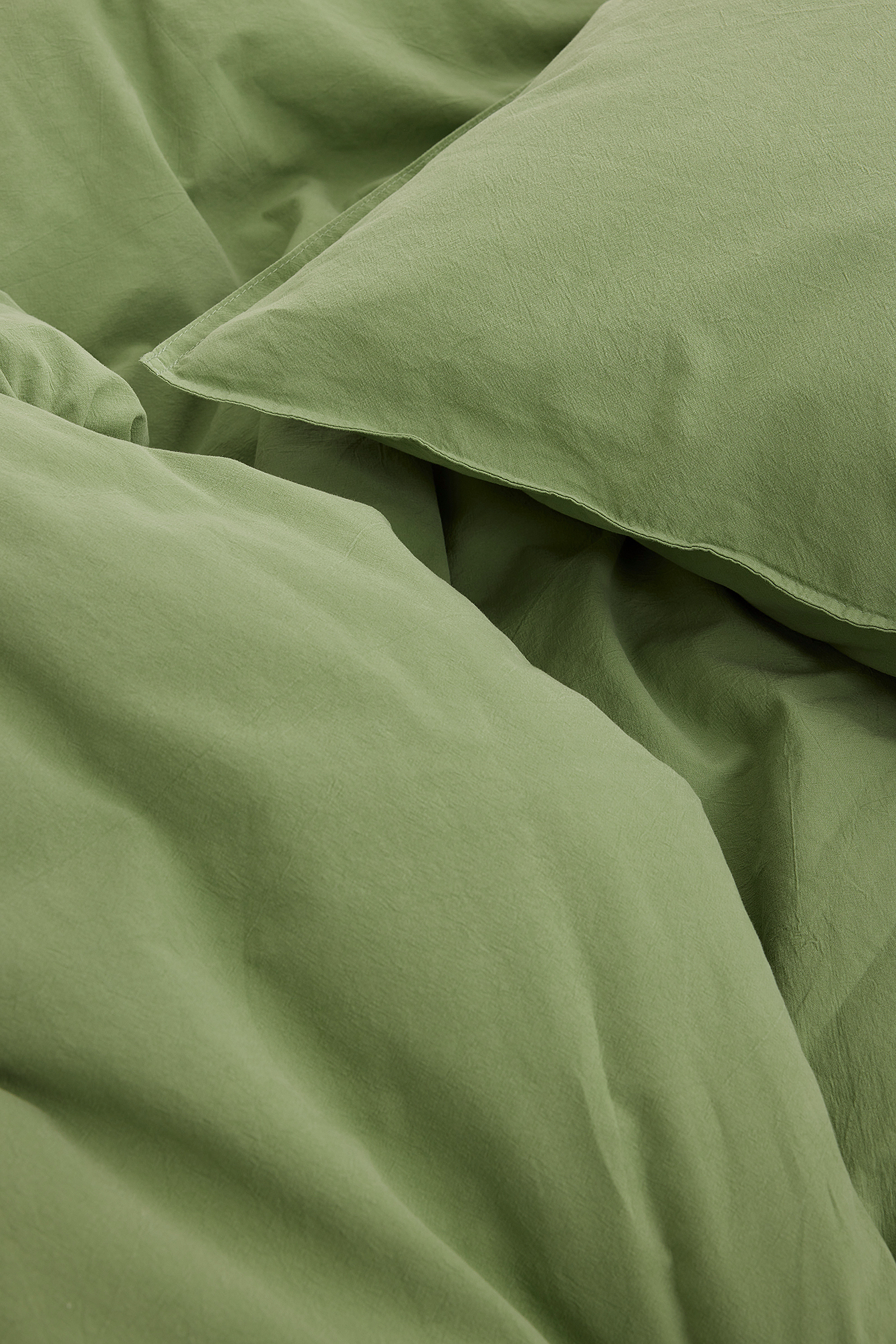 Washed Organic Cotton Pillowcase Green NAKD