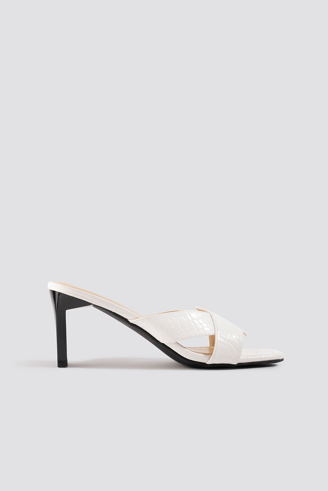 Wavy Strap Mules White