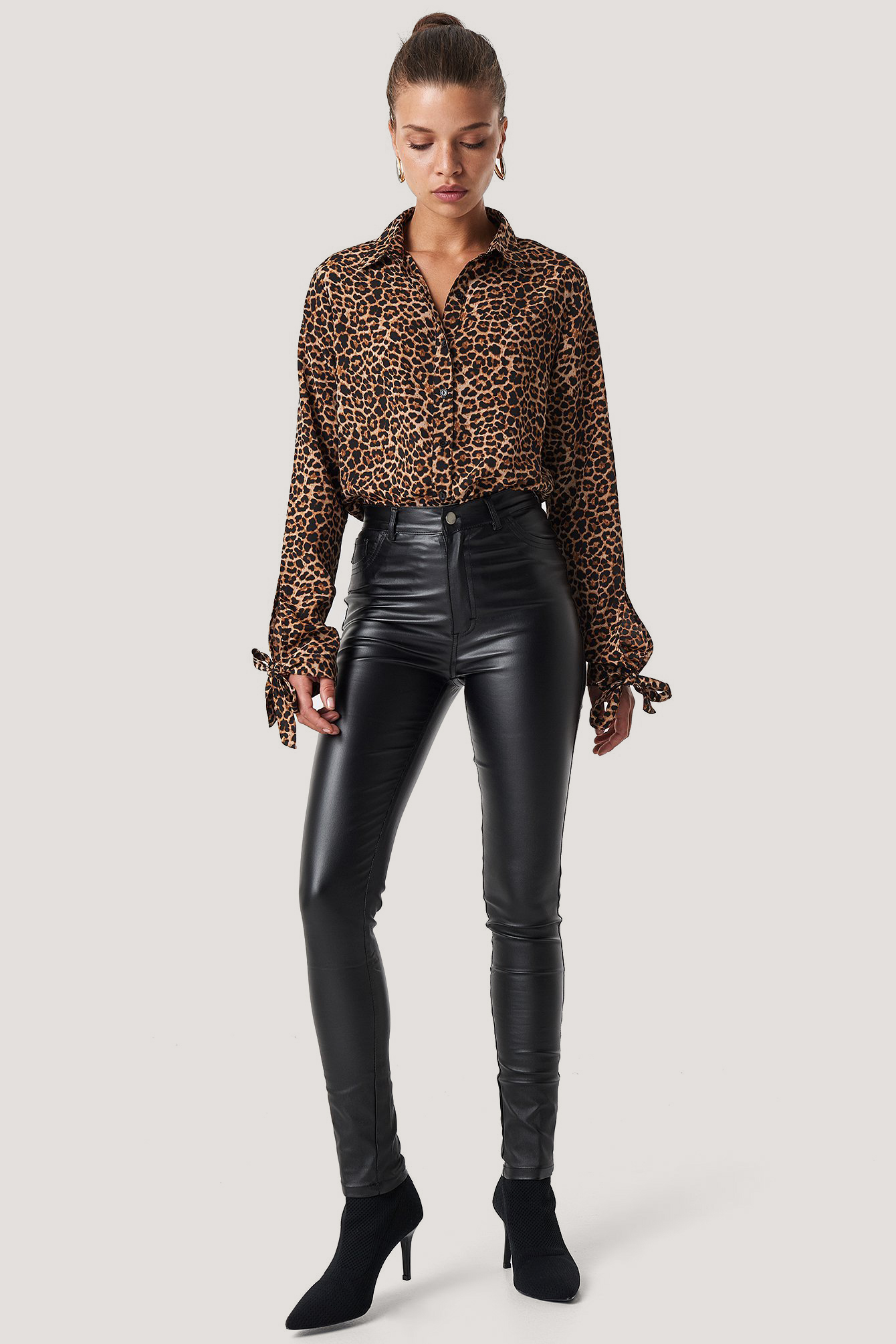 Waxed high waist trousers Clearance