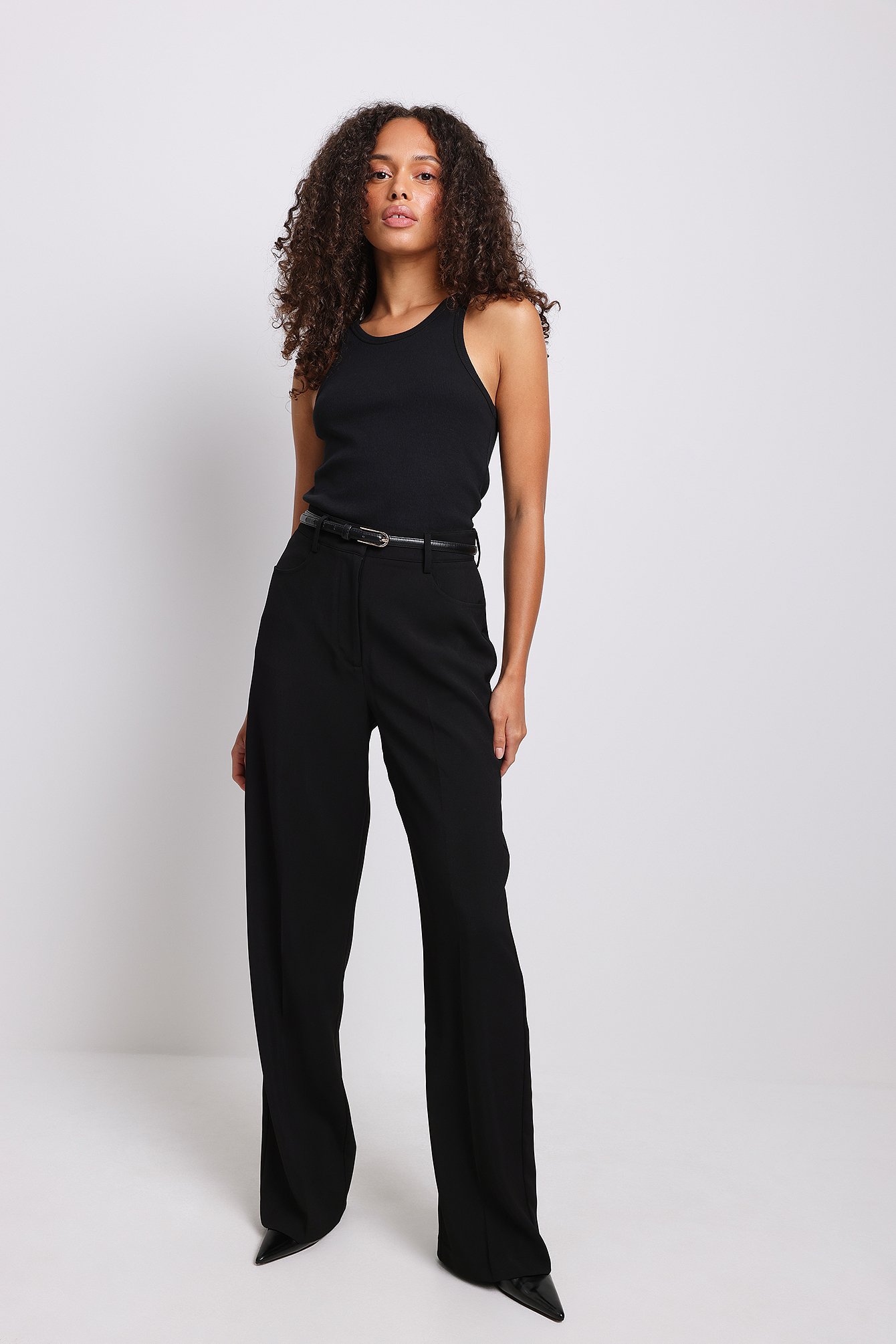 Black Recycled Wide Leg Trousers