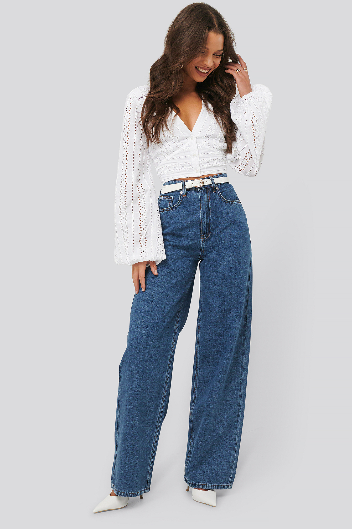 Wide Leg Denim Mid Blue