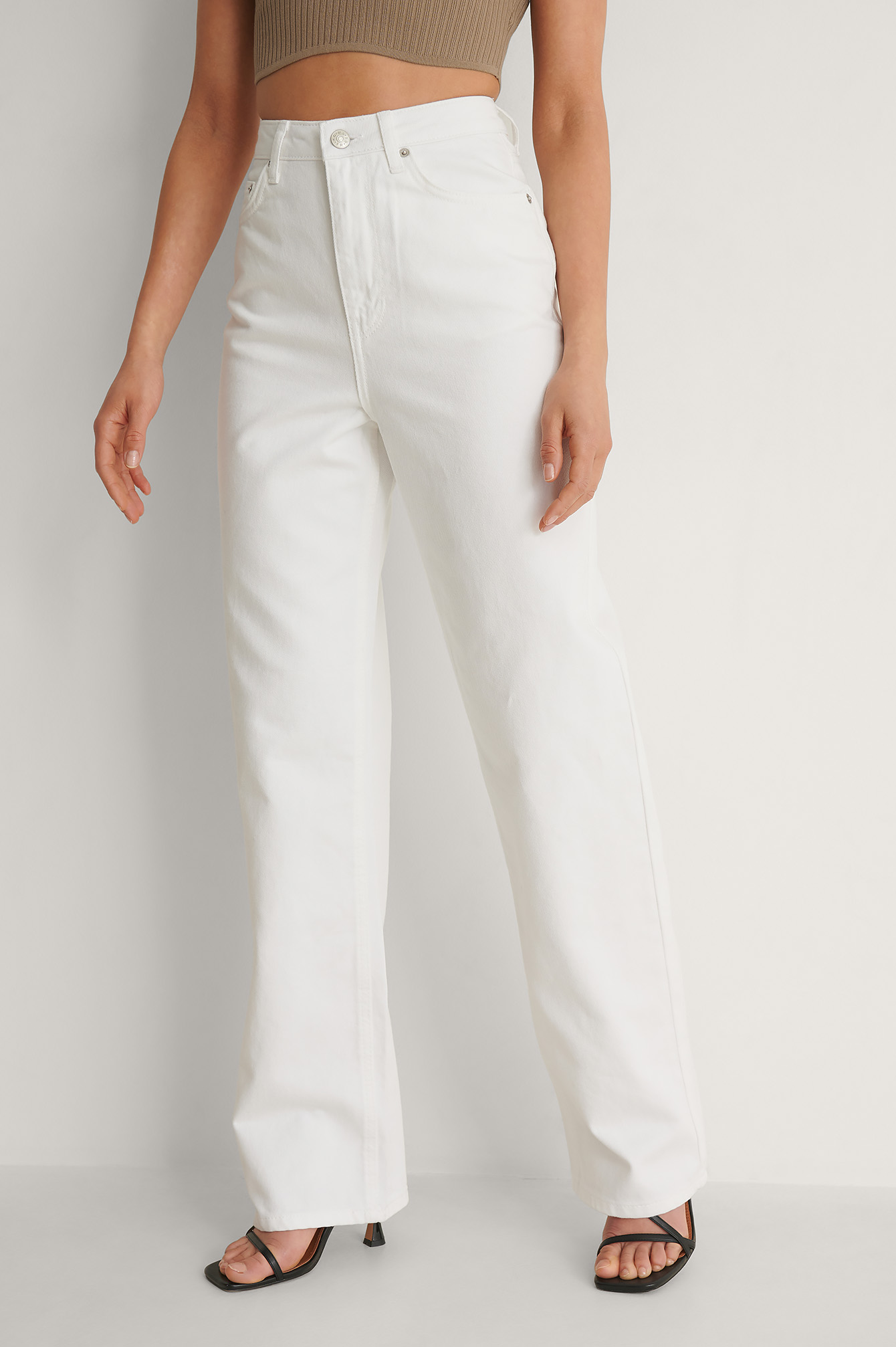 Wide Leg High Waisted Denim White | na 