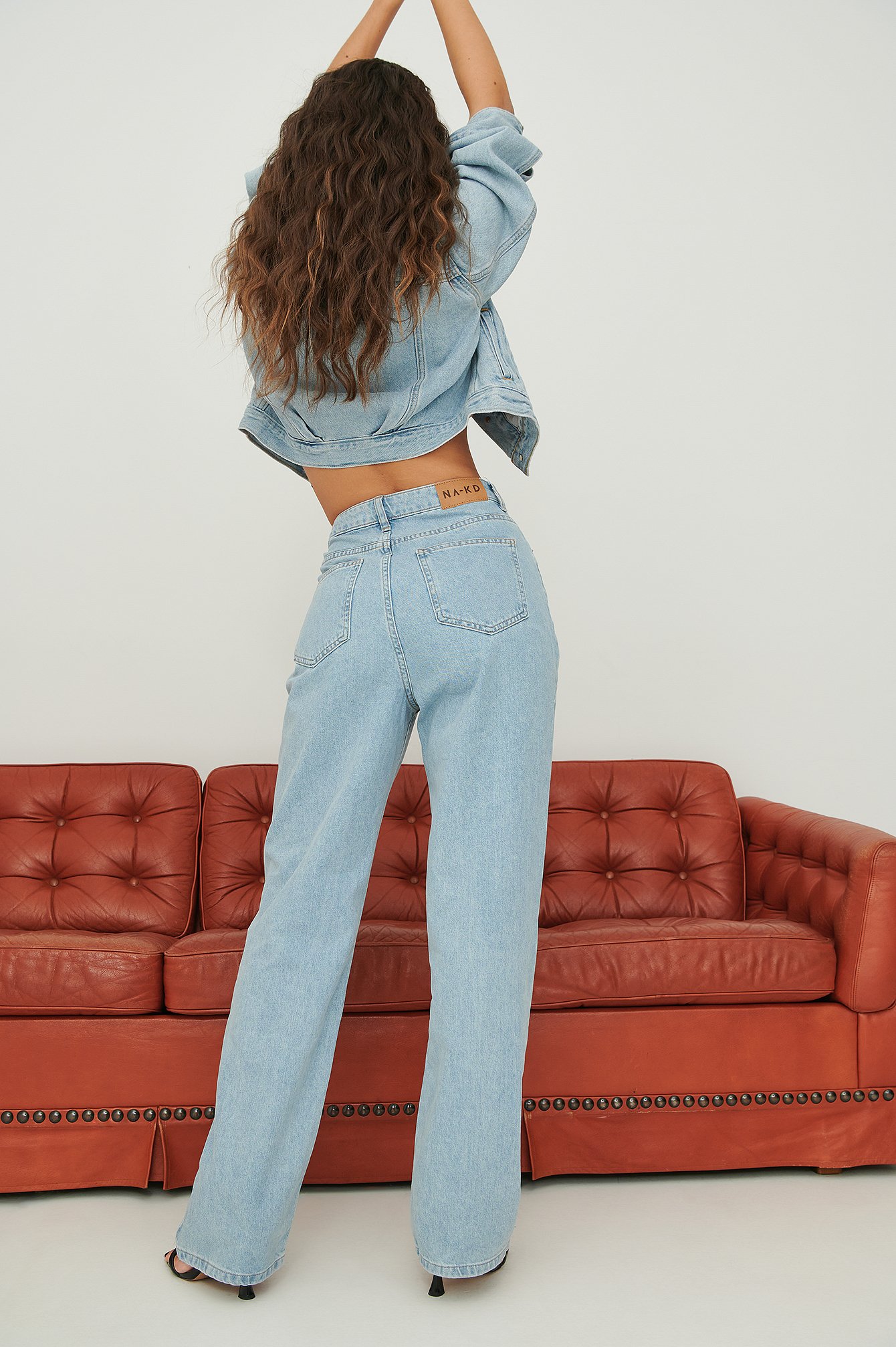 Vintage Blue Organisch denim-Jeans mit weiten Beinen und hoher Taille