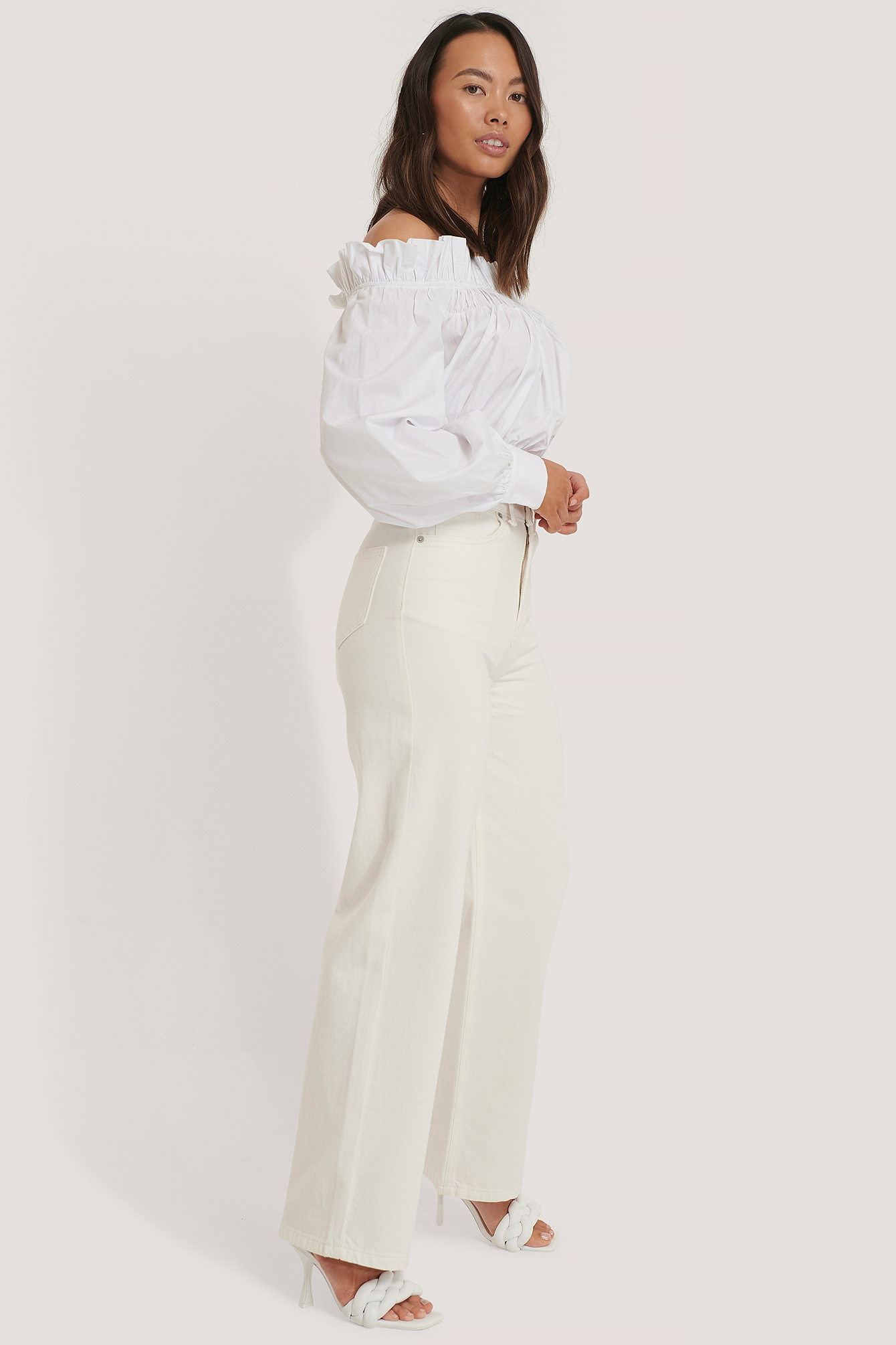 Wide Leg Highwaisted Denim Offwhite 
