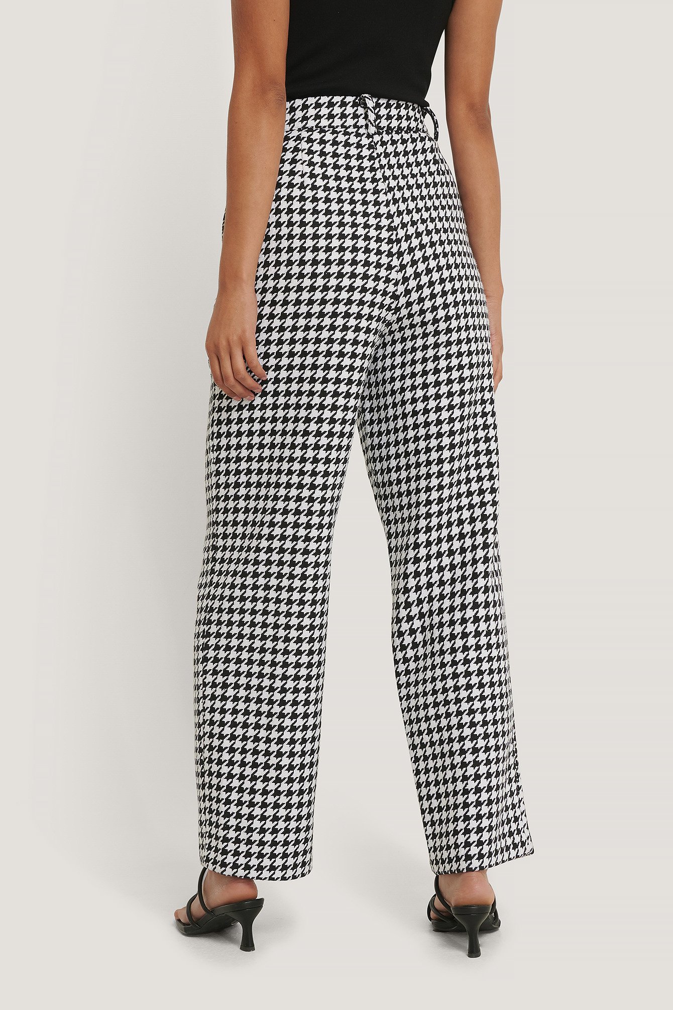 Black/White Wide Leg Houndstooth Pants