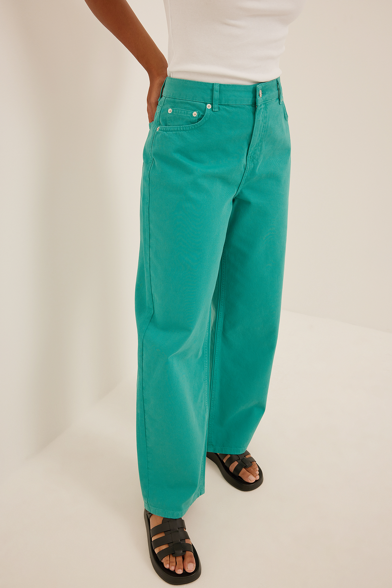 Womens Green Wide Leg Jeans | na-kd.com
