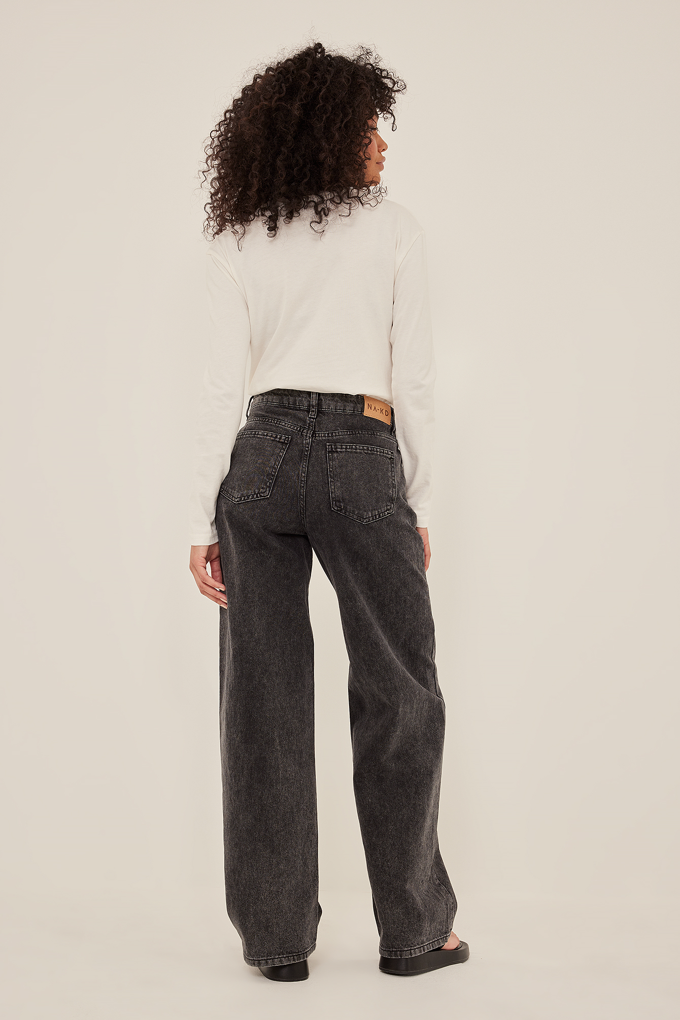 Organic Wide Leg Mid Waist Jeans Grey 