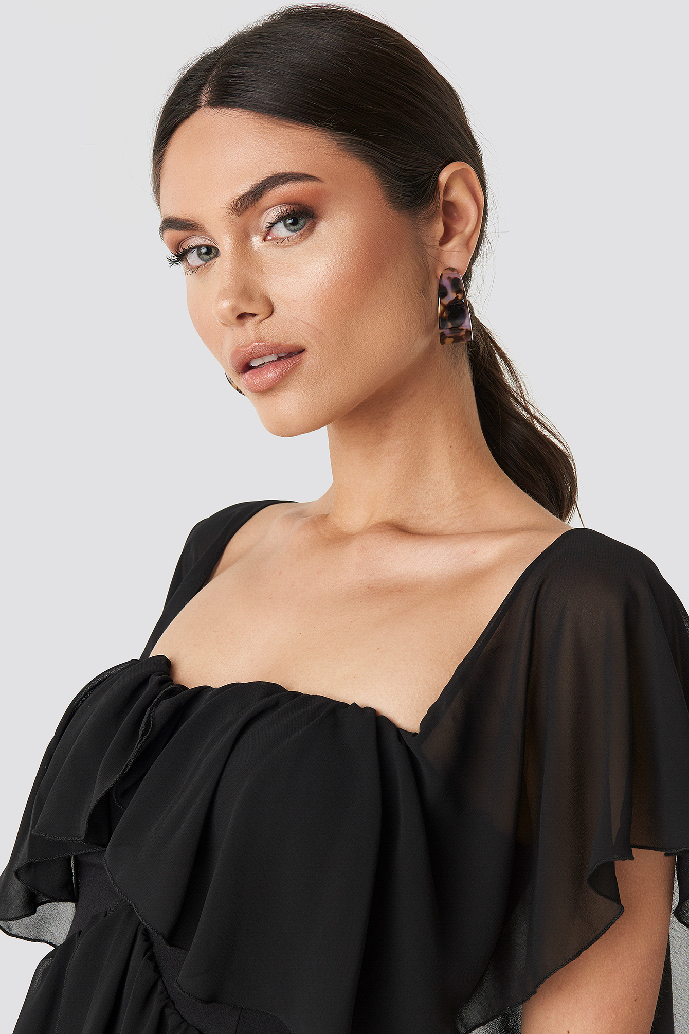 Wide Resin Hoop Earrings Tortoise