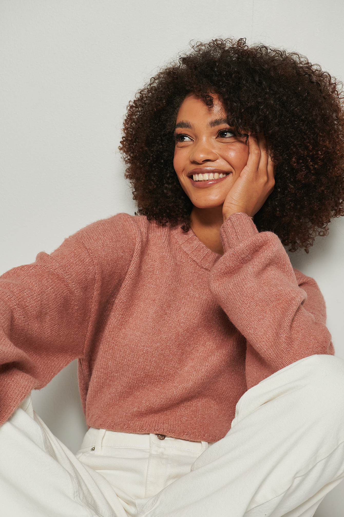 NA-KD Wide Rib Knitted Sweater - Pink