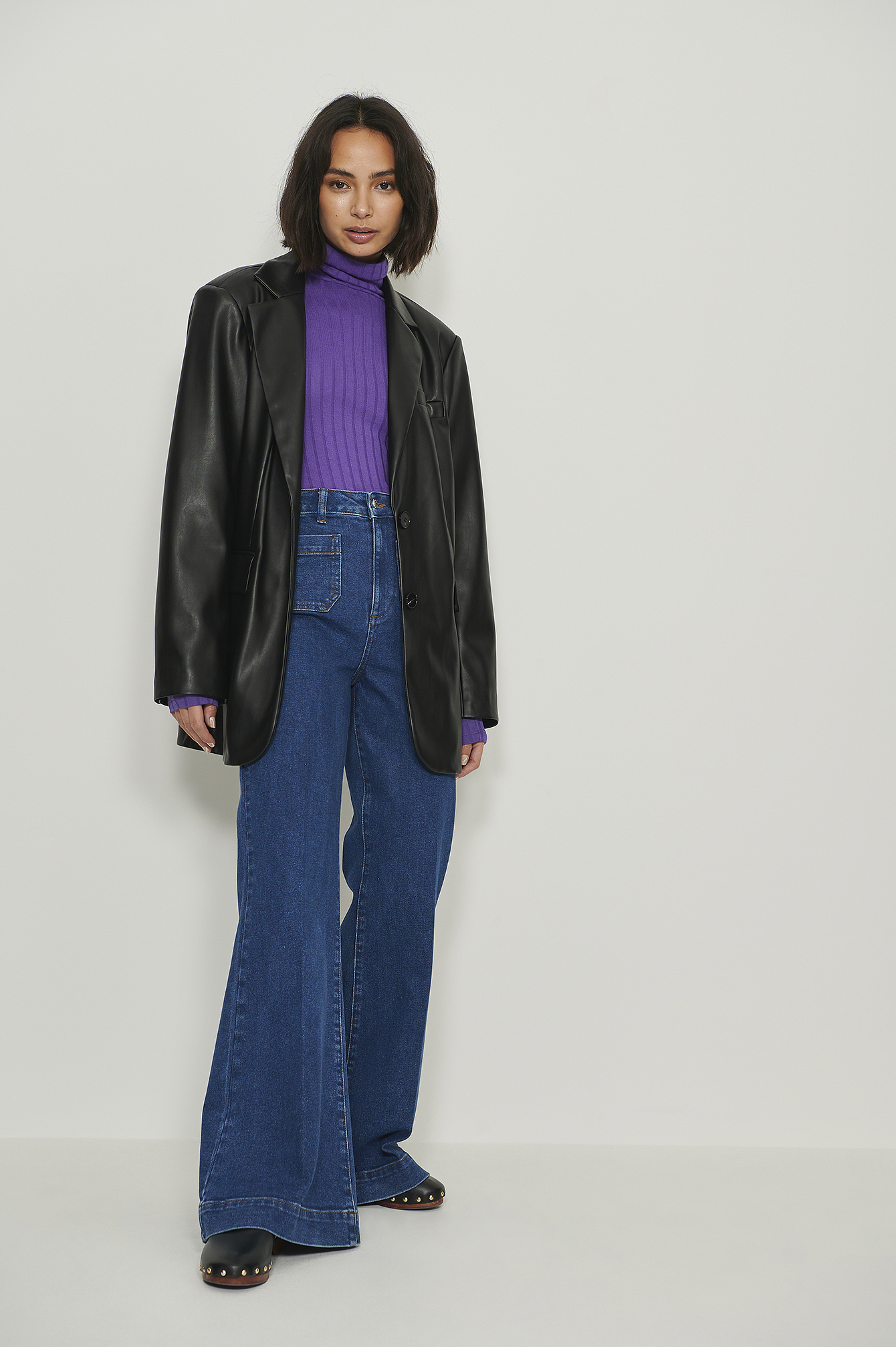 Wide Rib High Neck Long Sleeve Top 