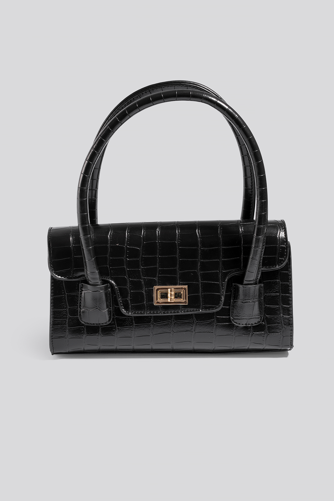 Wide Short Shoulder Bag Black