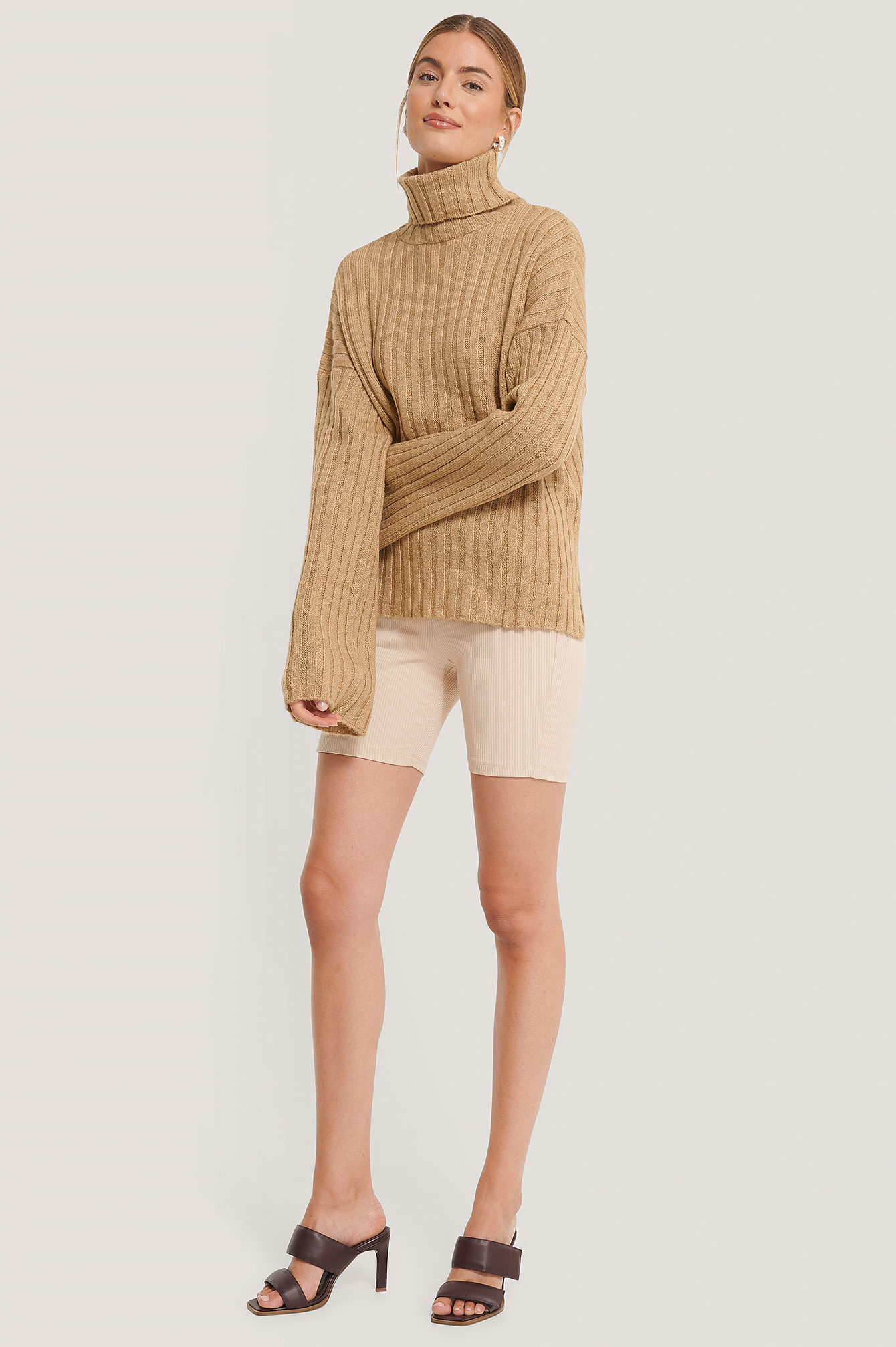Reverse Printed Long Sleeve Knit Polo - Washed Beige main image 1