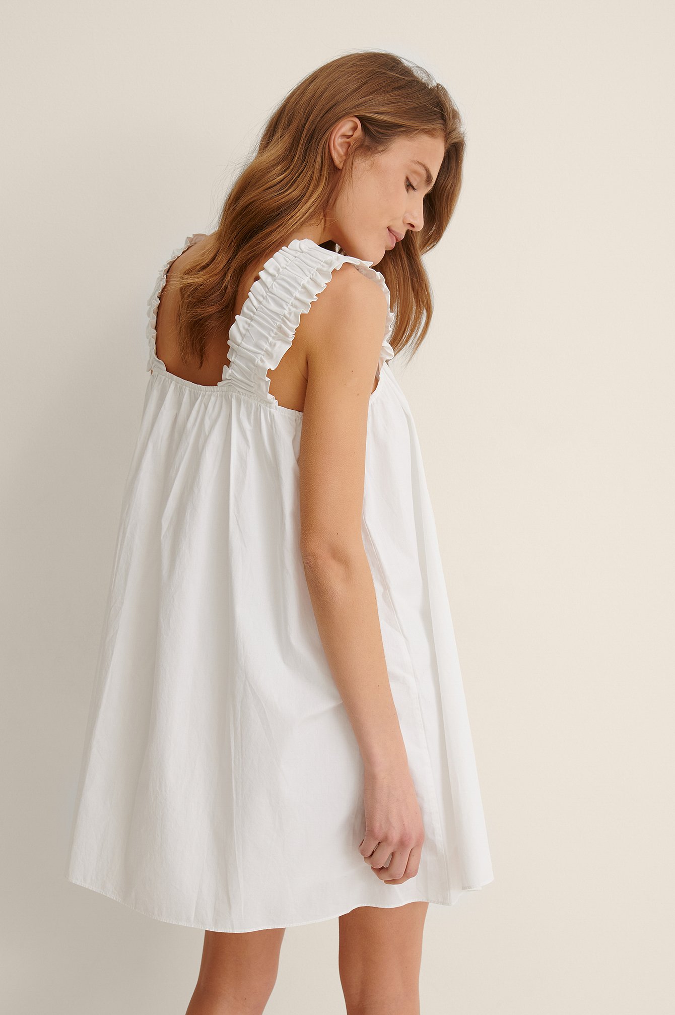 White Wide Strap Mini Dress