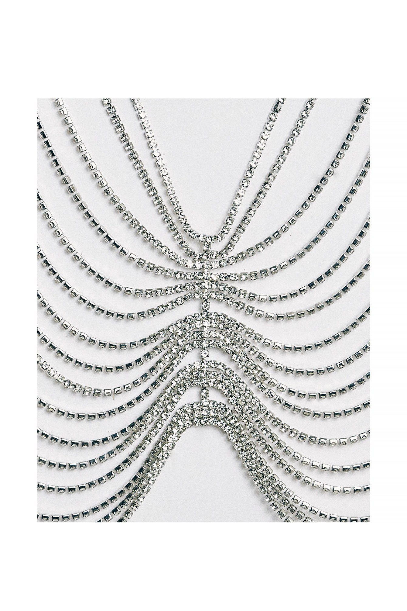 NA-KD Accessories Wide Strass Belly Chain - Silver