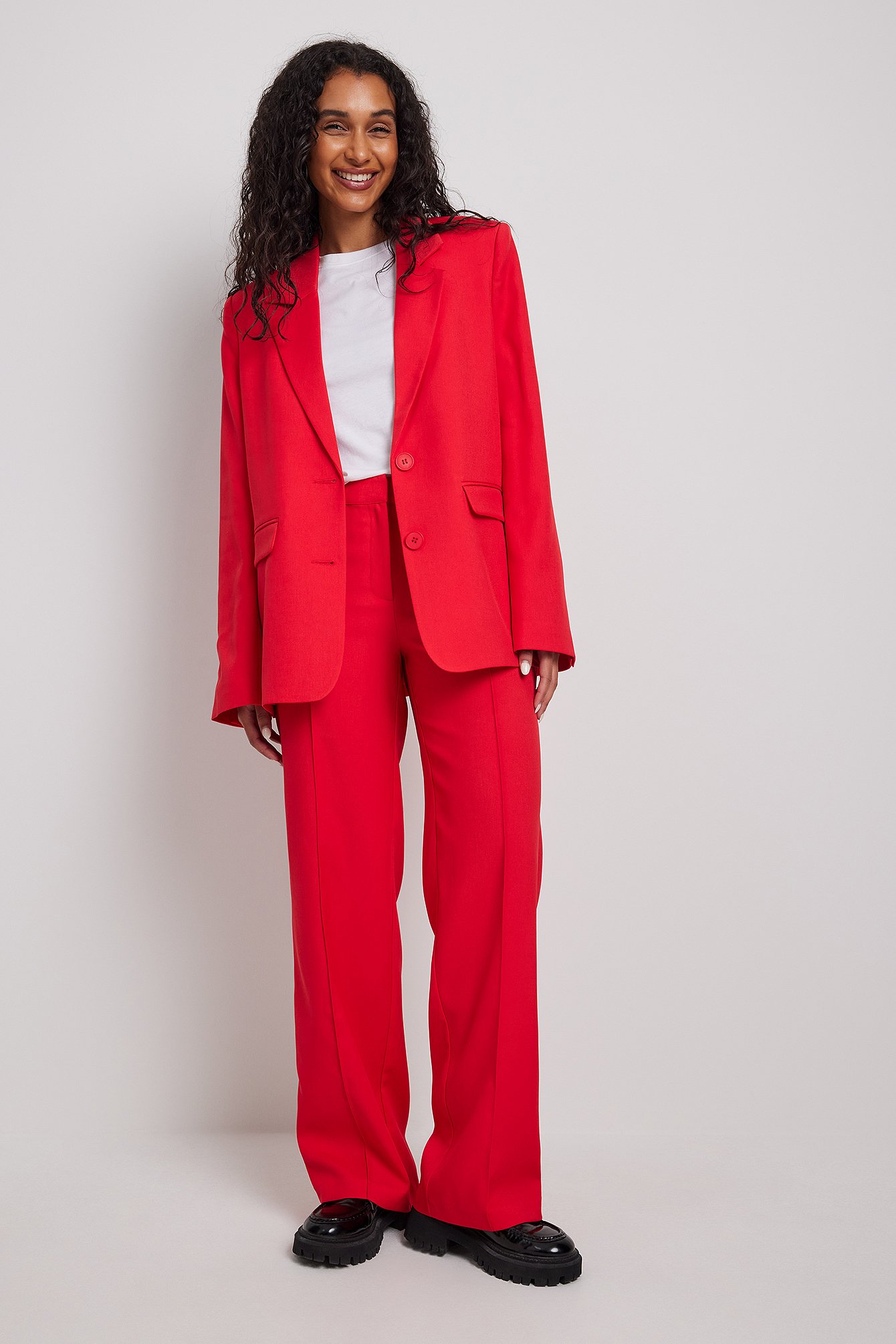 Red Wide Suit Trousers