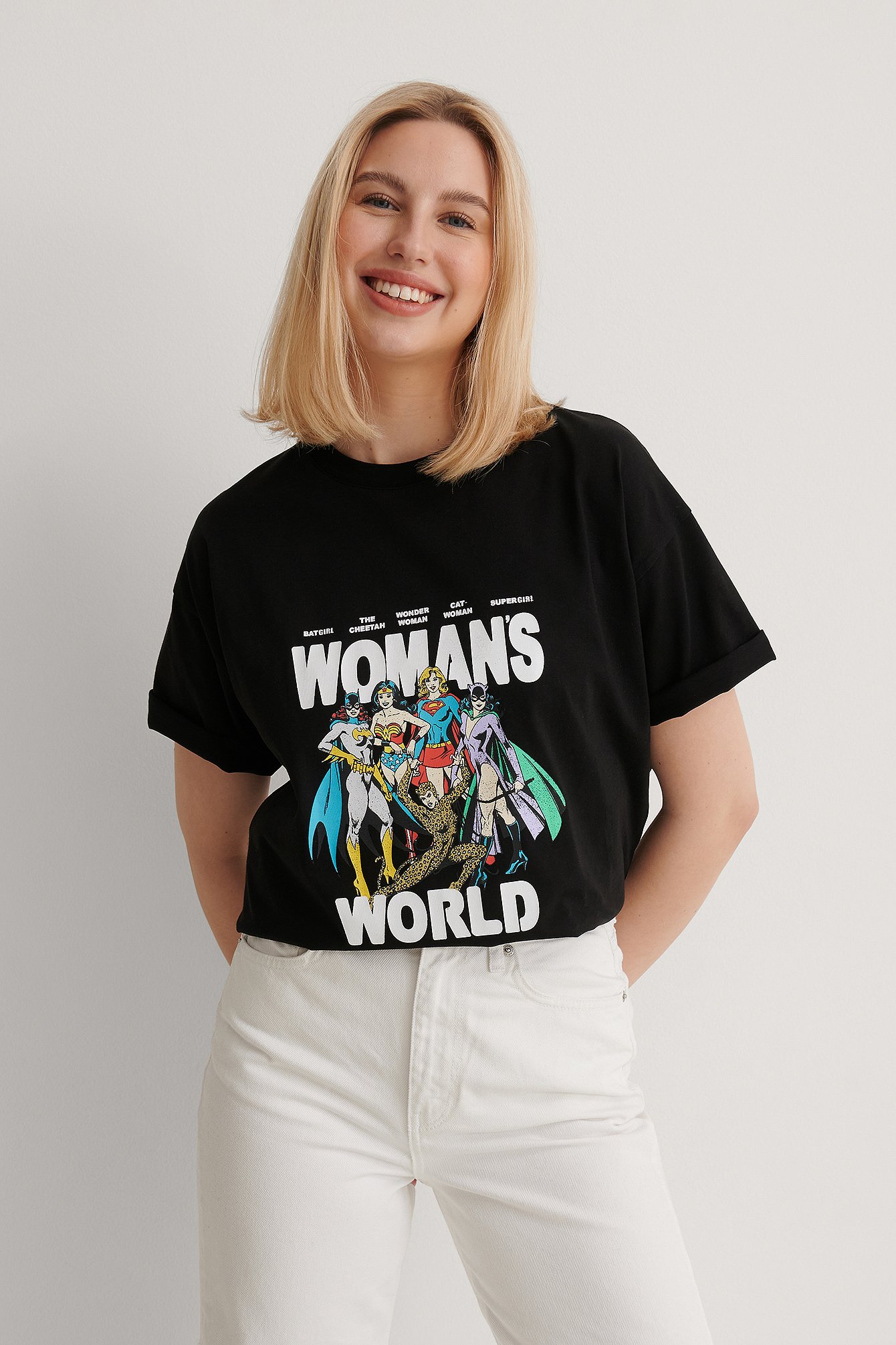 Black Woman's World Ekologiczny luźny t-shirt Wonder Woman