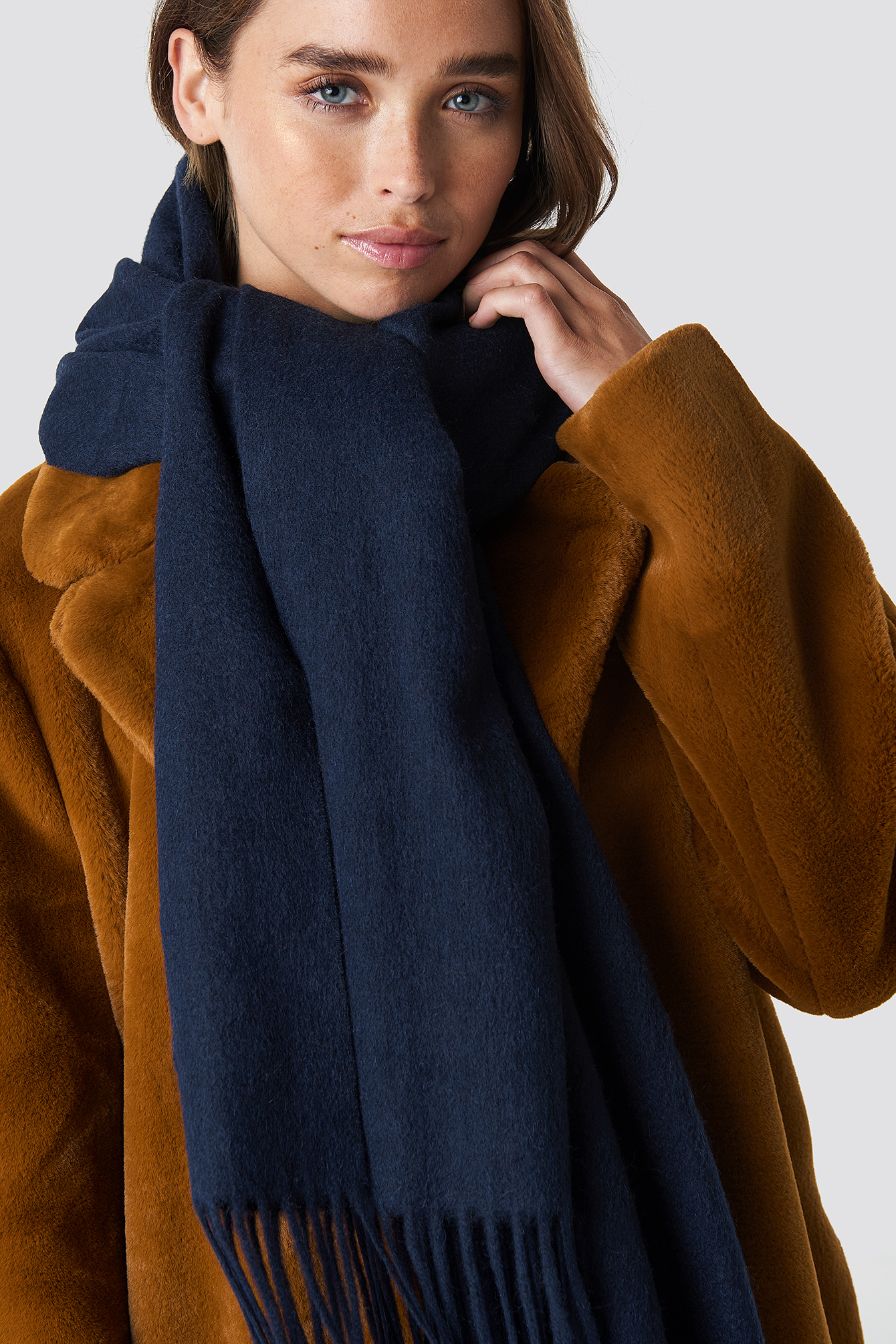 Wool Blend Scarf Dark Blue