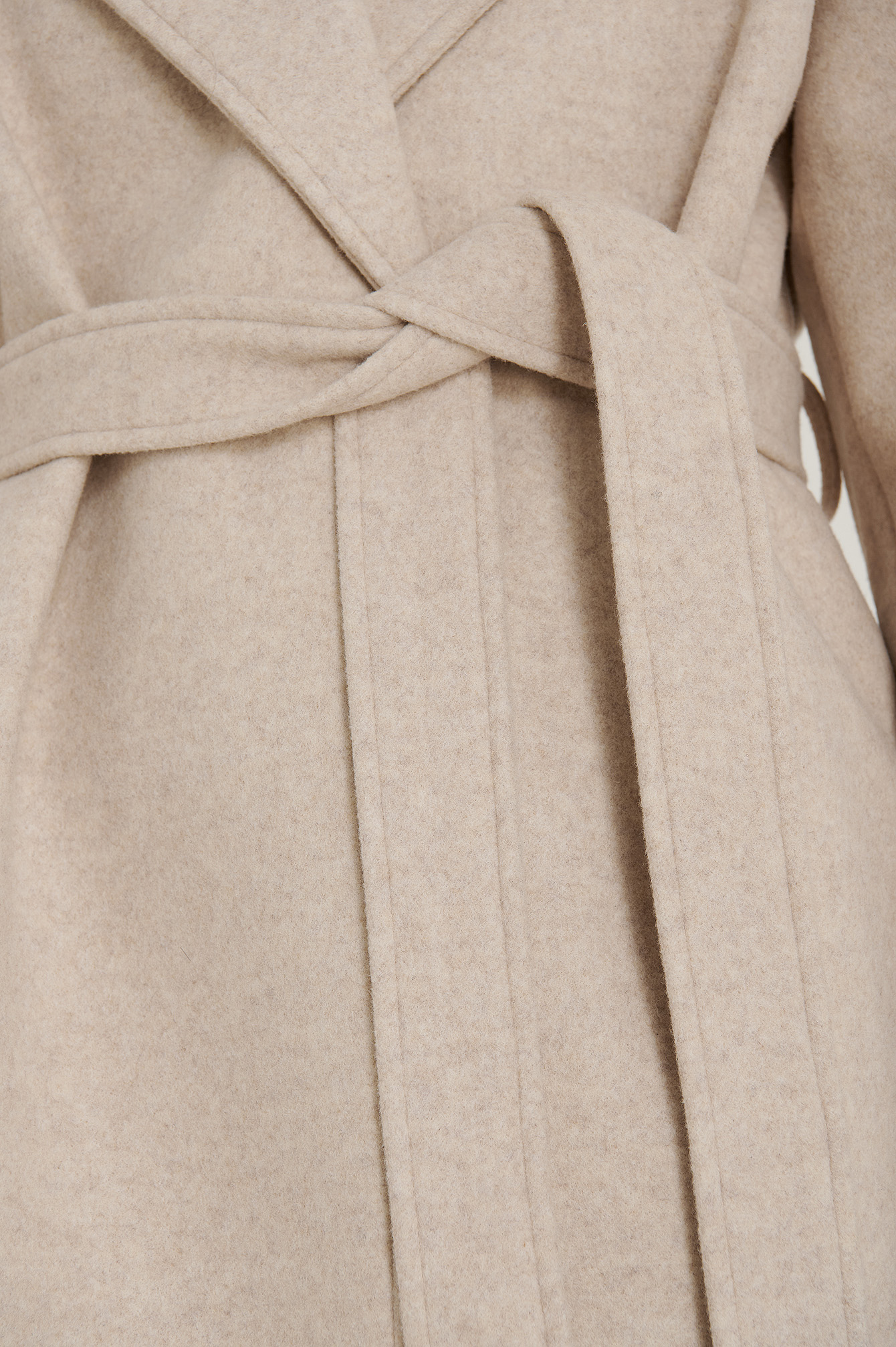 Wool Blend Belted Short Coat Beige | na 