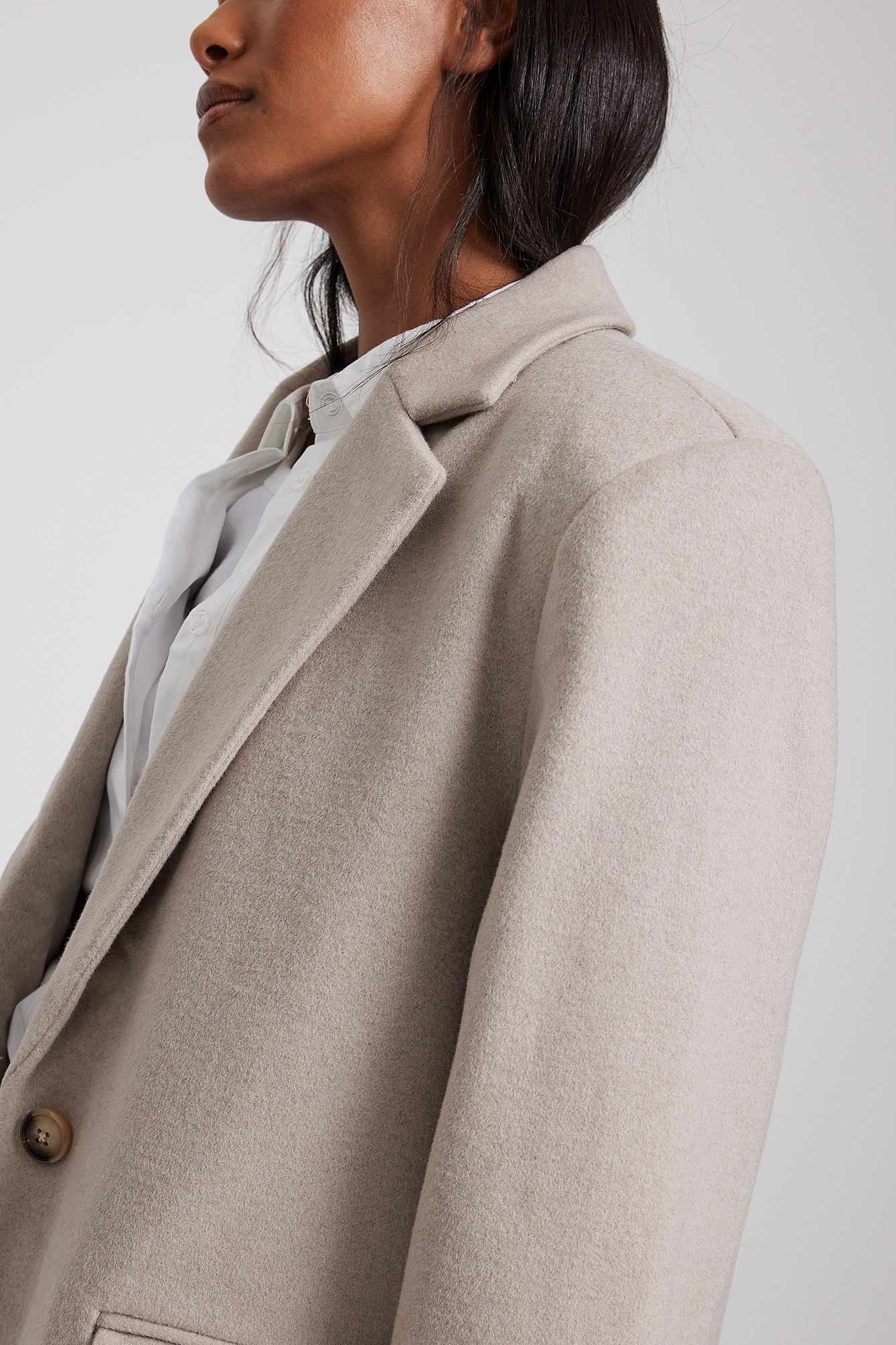 Wool Blend Blazer Coat Beige | na-kd.com