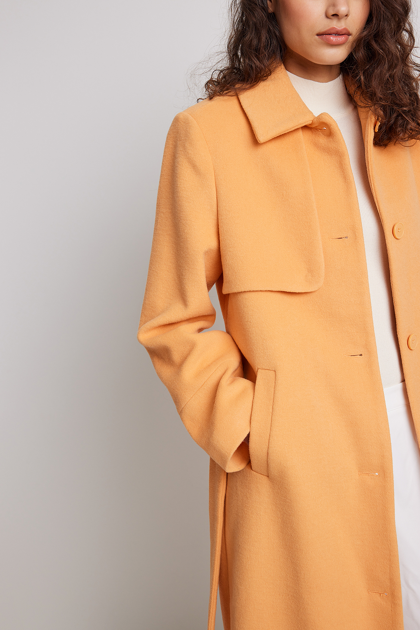 Sociologi spise Sygdom Wool Blend Wide Sleeve Oversized Coat Orange | NA-KD