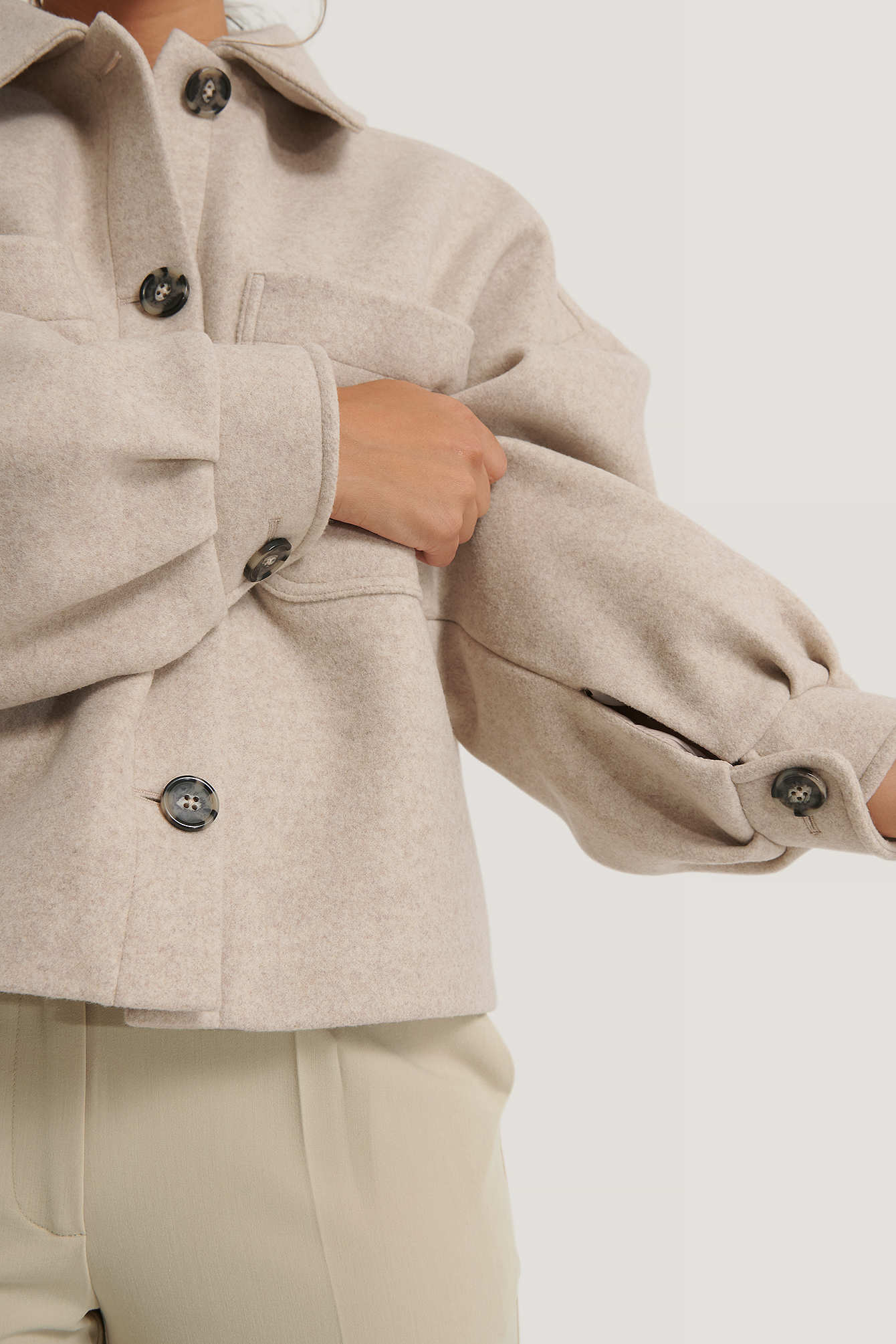 beige oversized shirt jacket