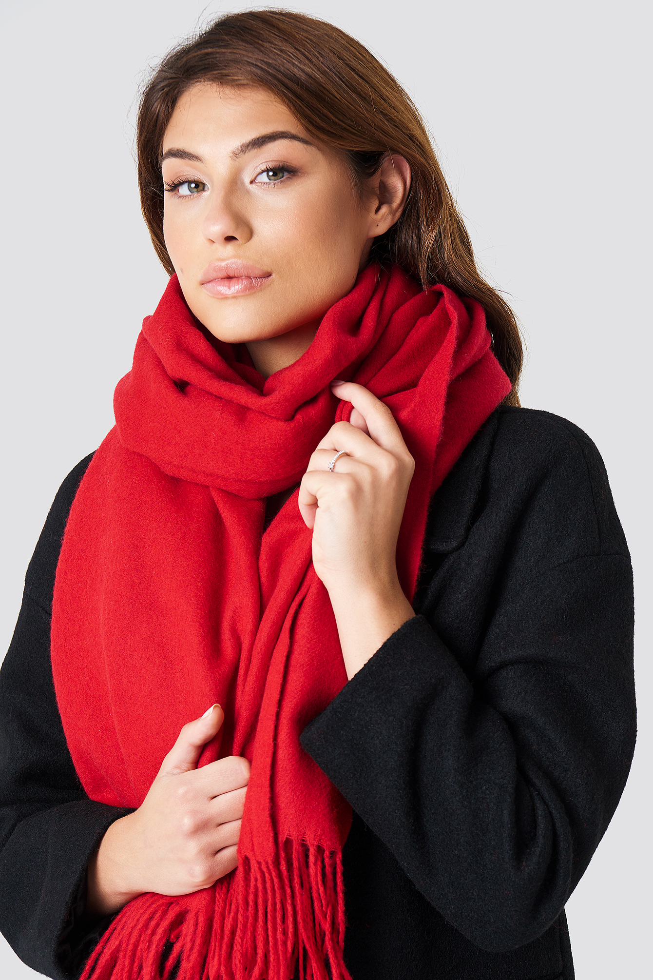 Wool Blend Scarf Red