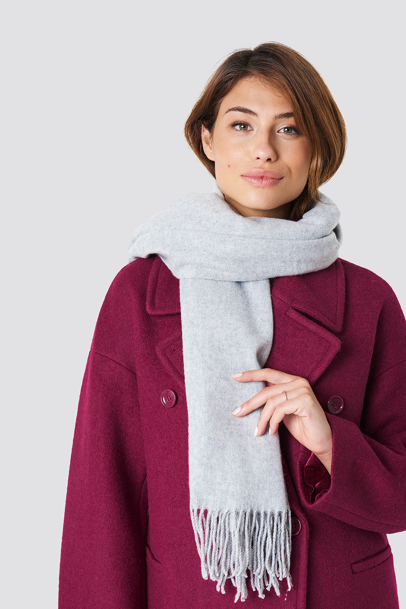 Wool Blend Scarf Light Grey