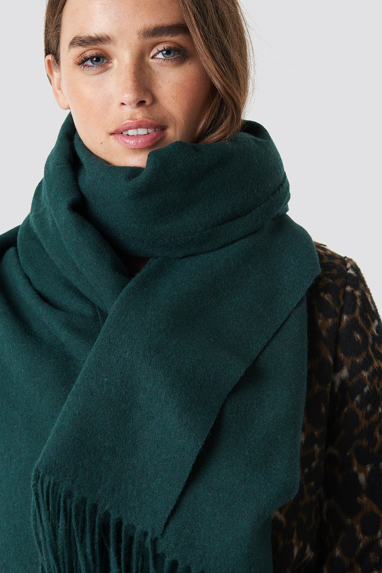 Wool Blend Scarf Dark Green