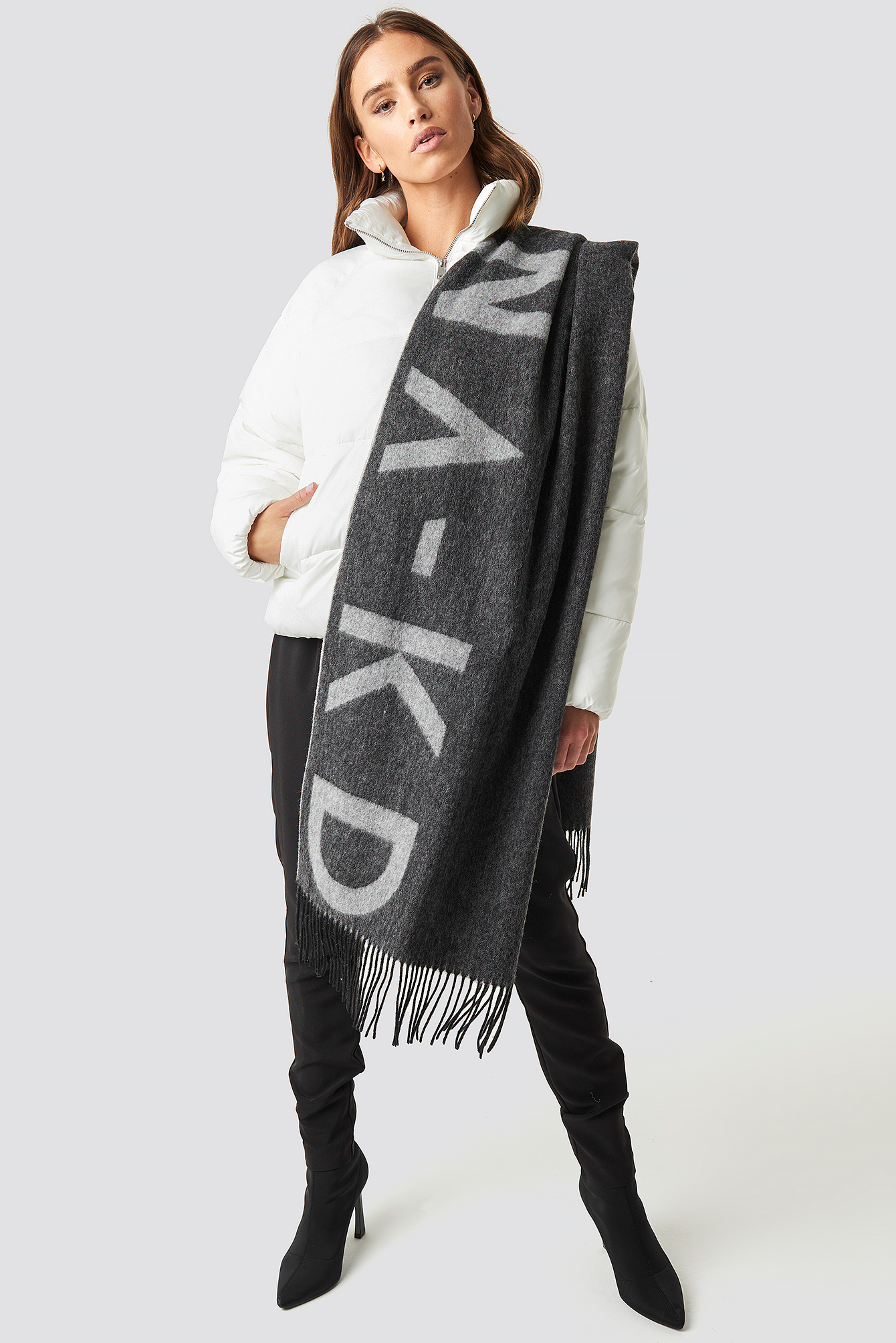 Wool Logo Scarf Grey