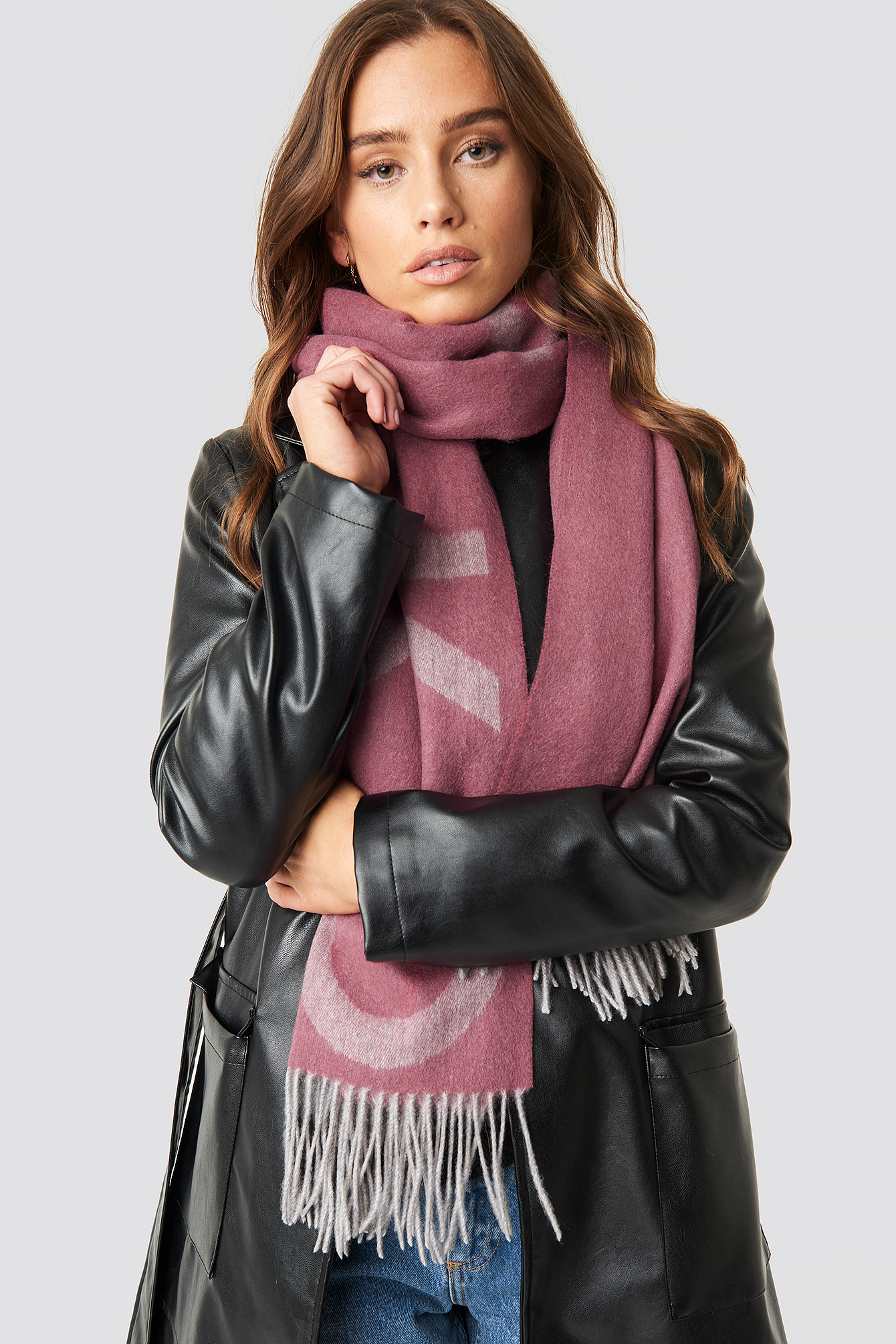 Wool Logo Scarf Dusty Pink