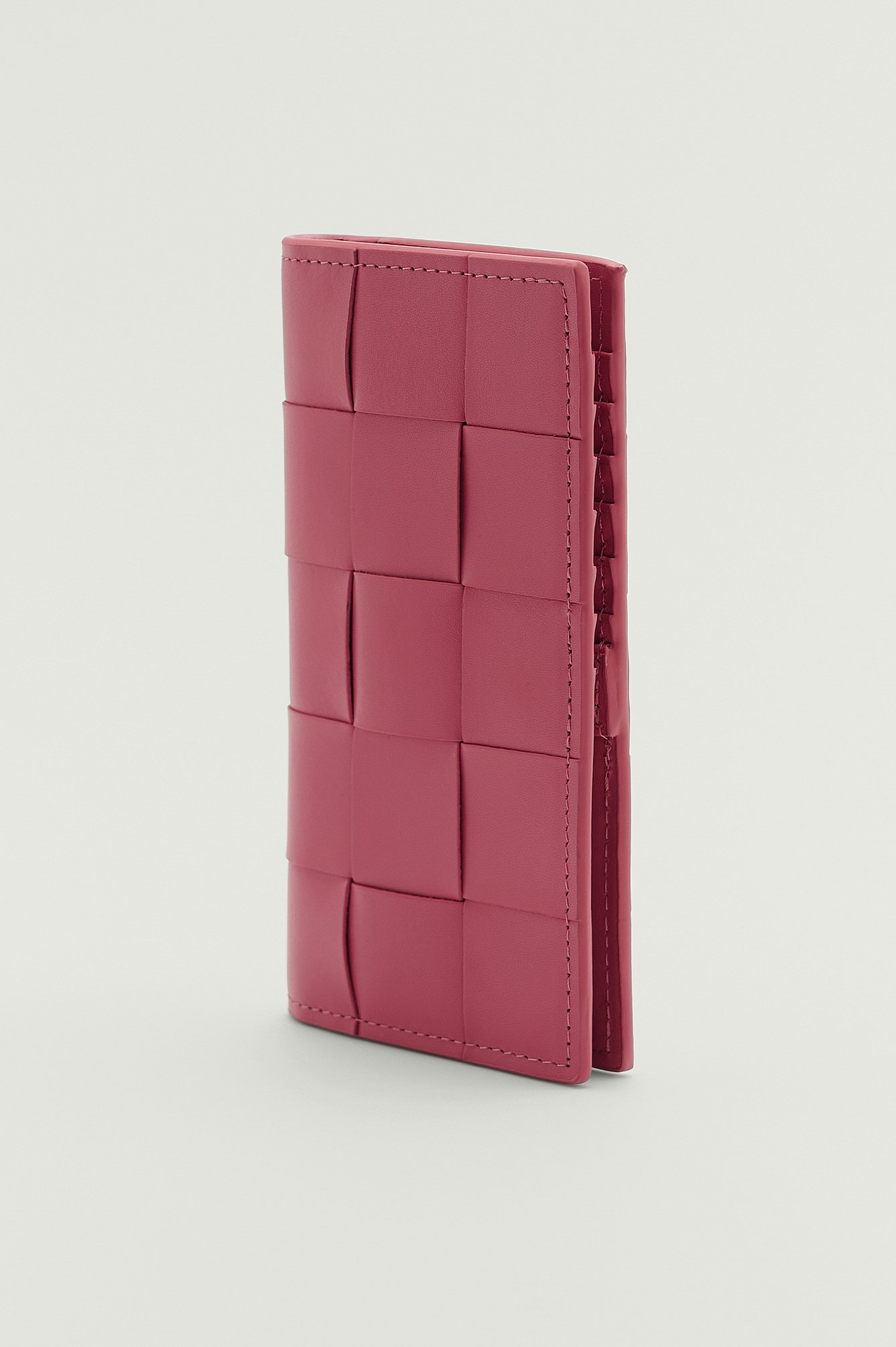 Strong Pink Woven Leather Wallet