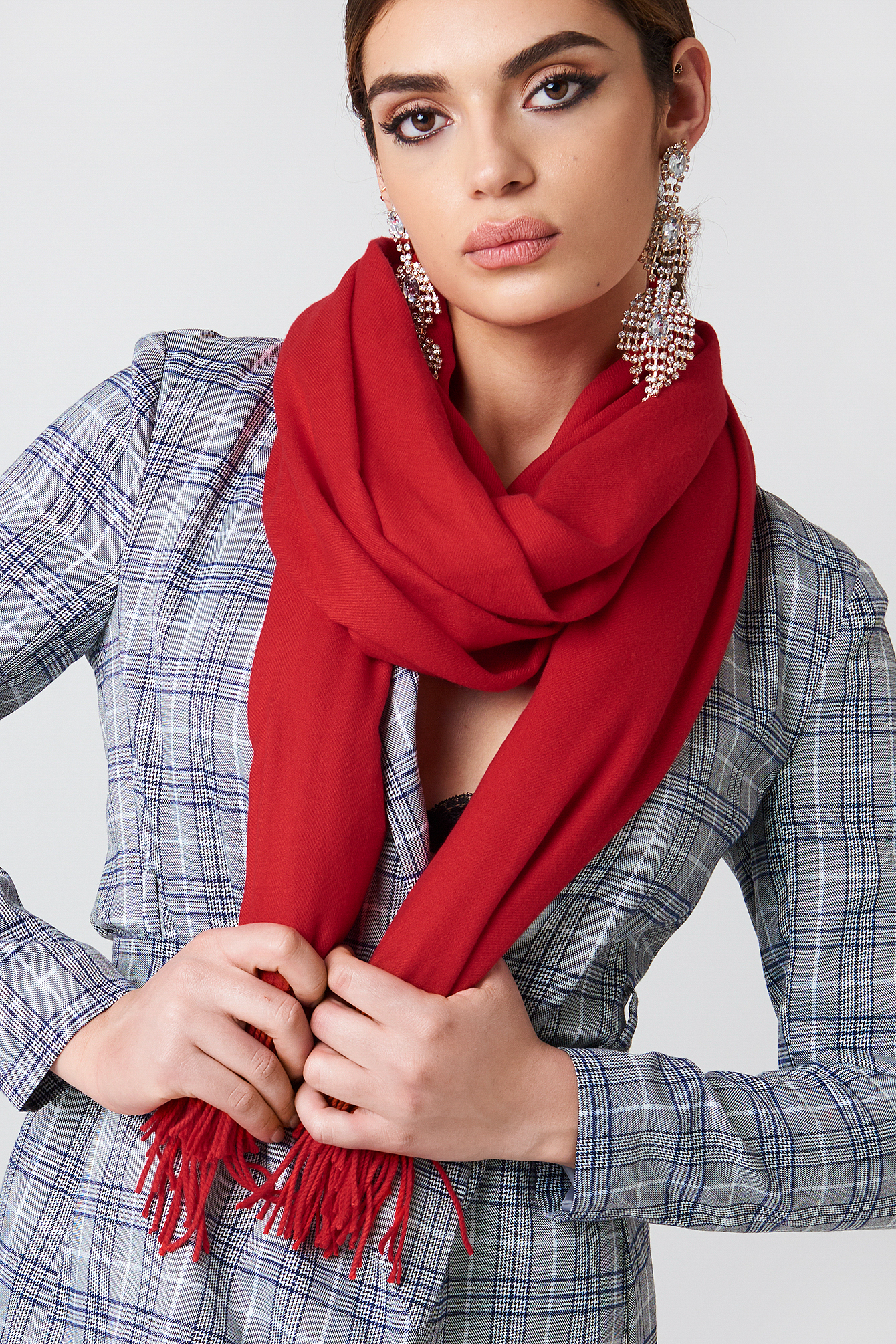 NA-KD Woven Scarf Red
