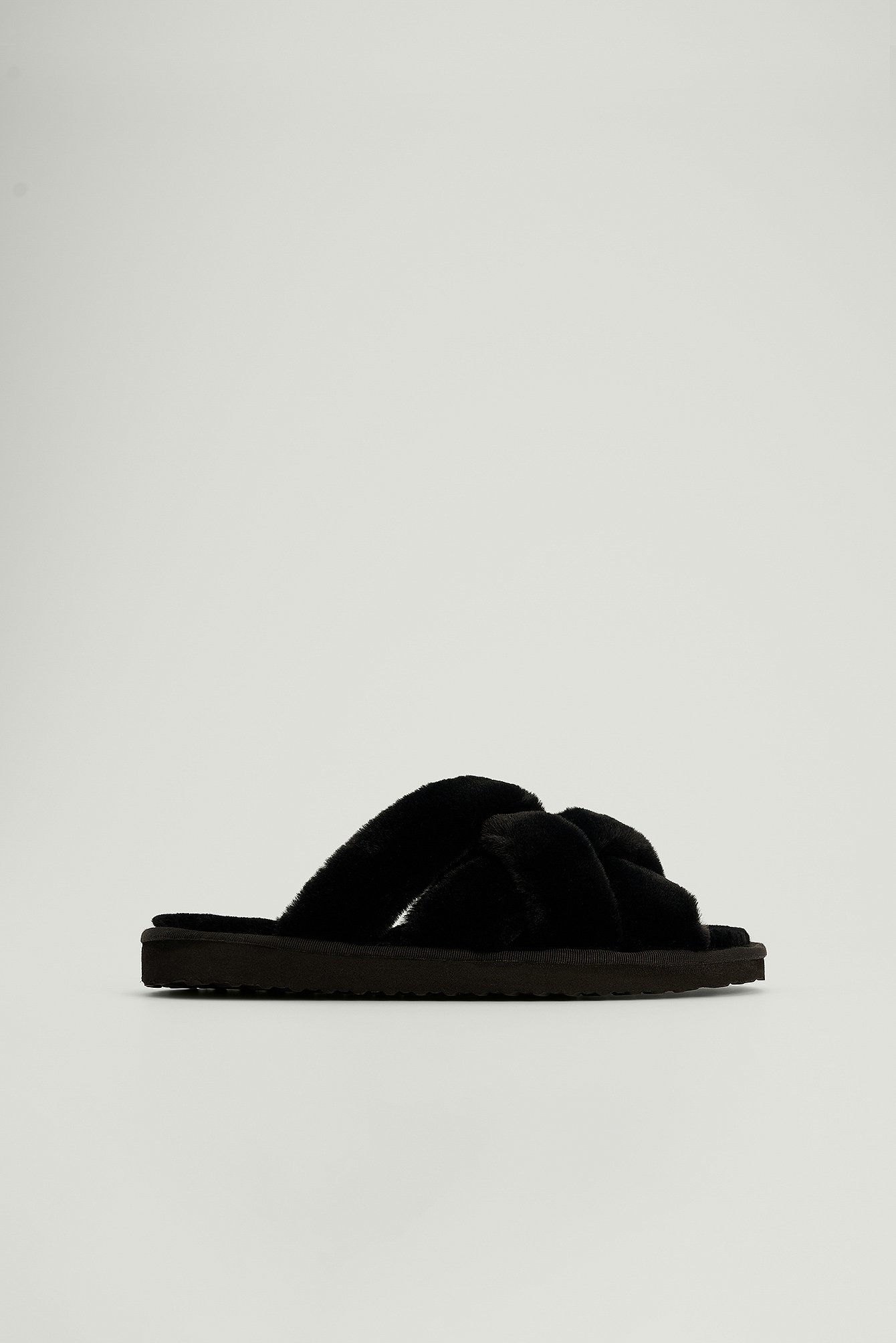 Na-Kd Shoes Teddy-Slippers Mit Gewebtem Obermaterial - Black