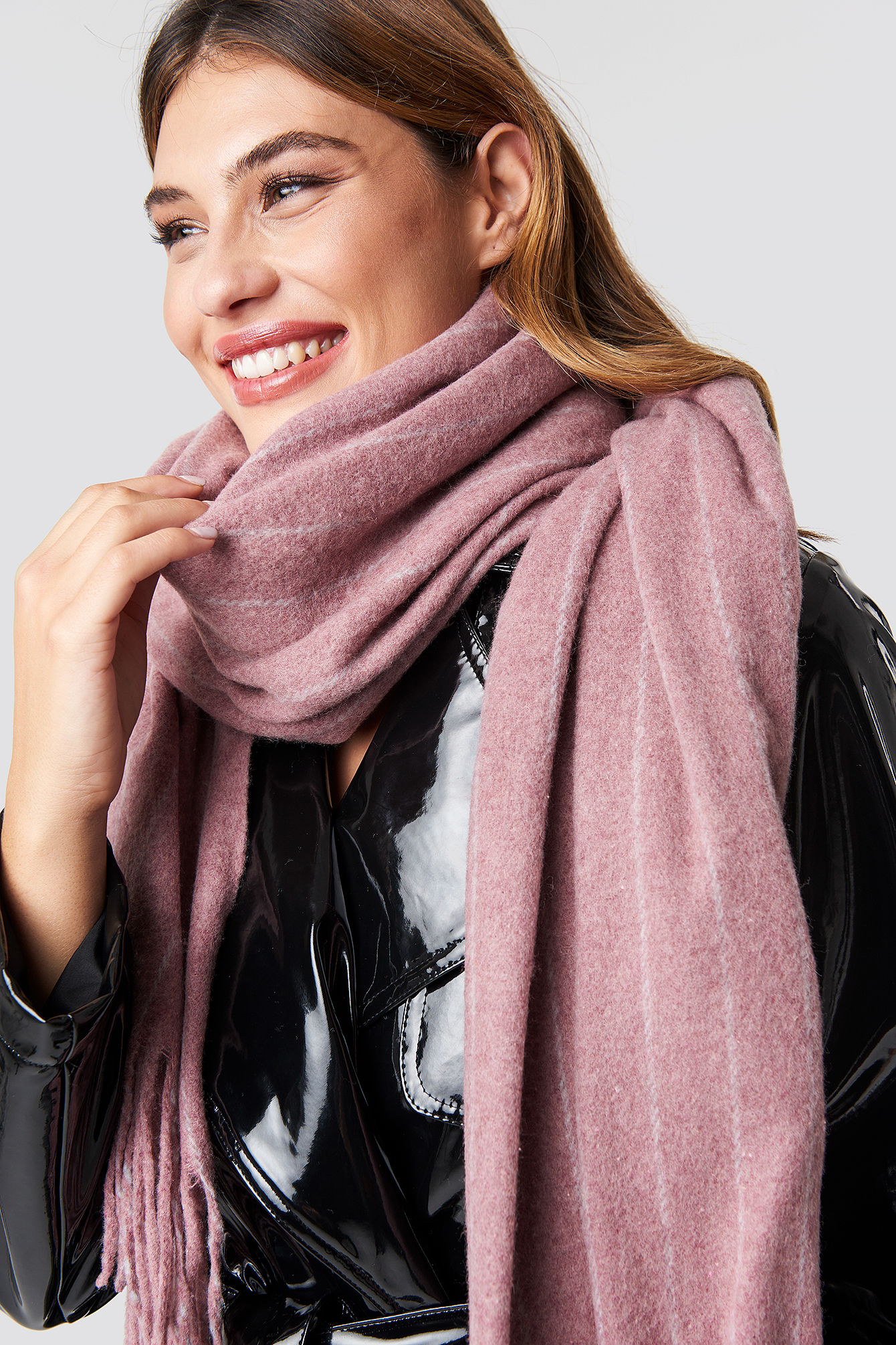 Woven Pinstripe Scarf Rose
