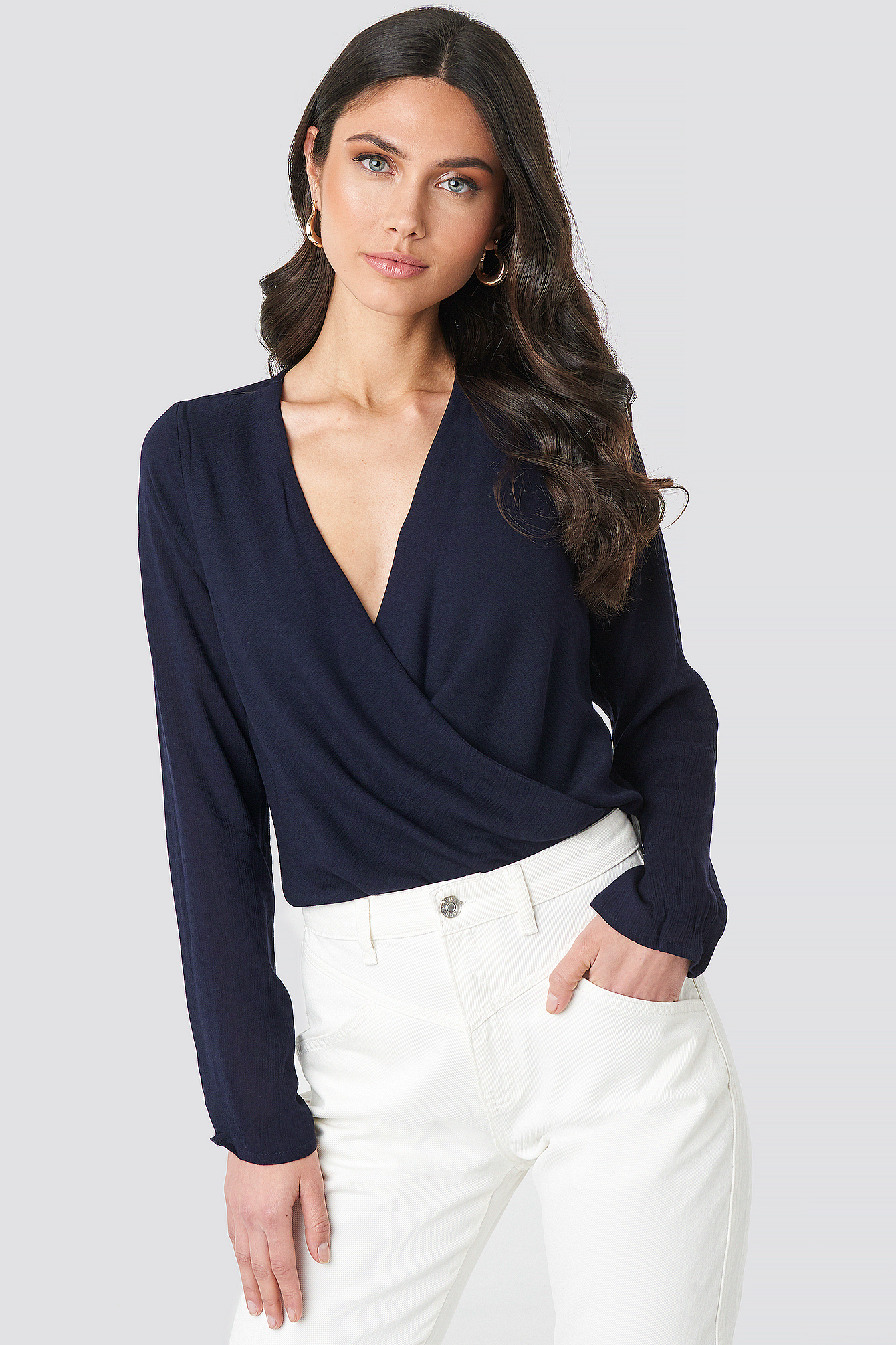 Wrap Front Blouse Midnight Blue