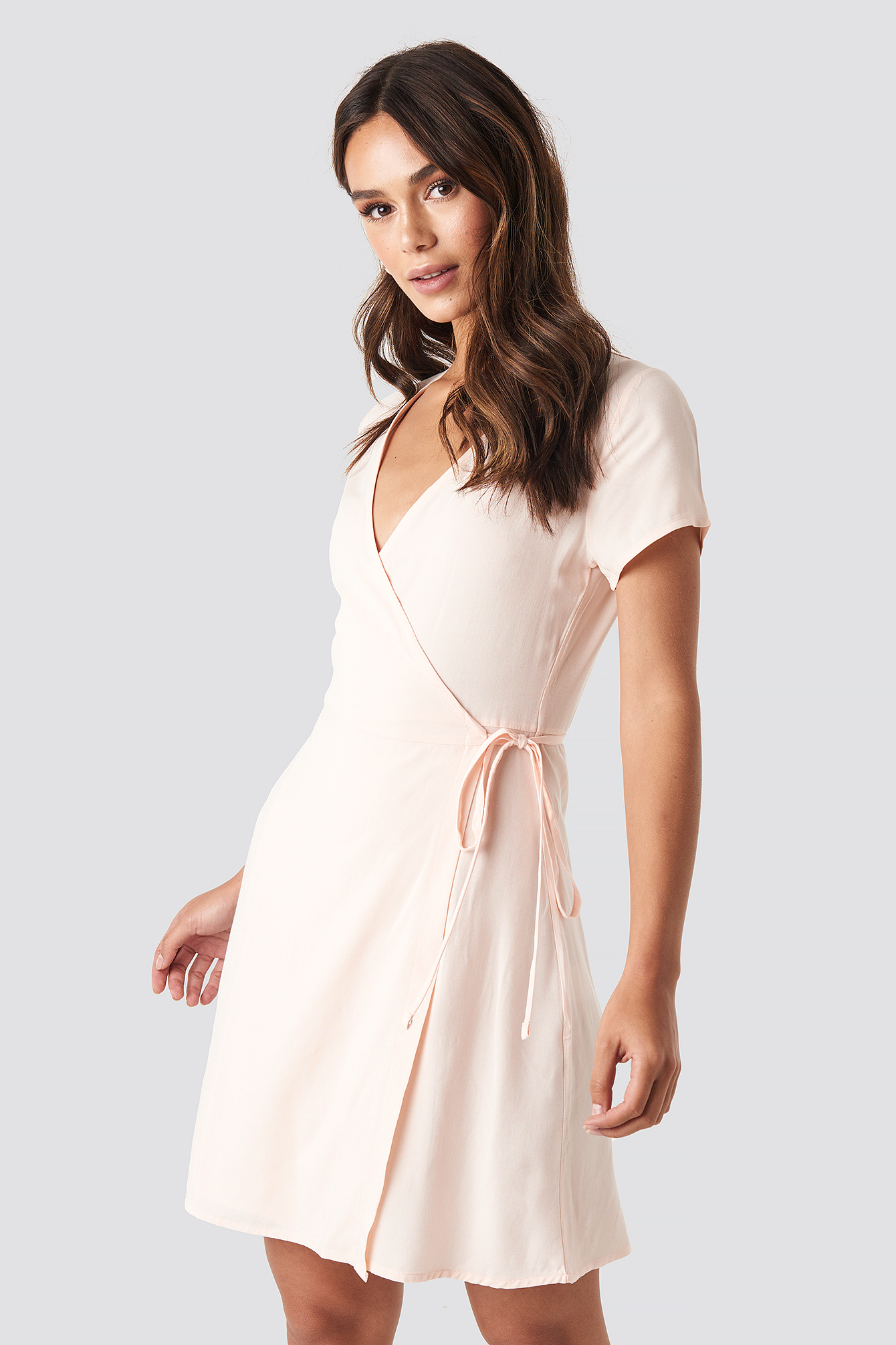 Wrap Mini Dress Beige